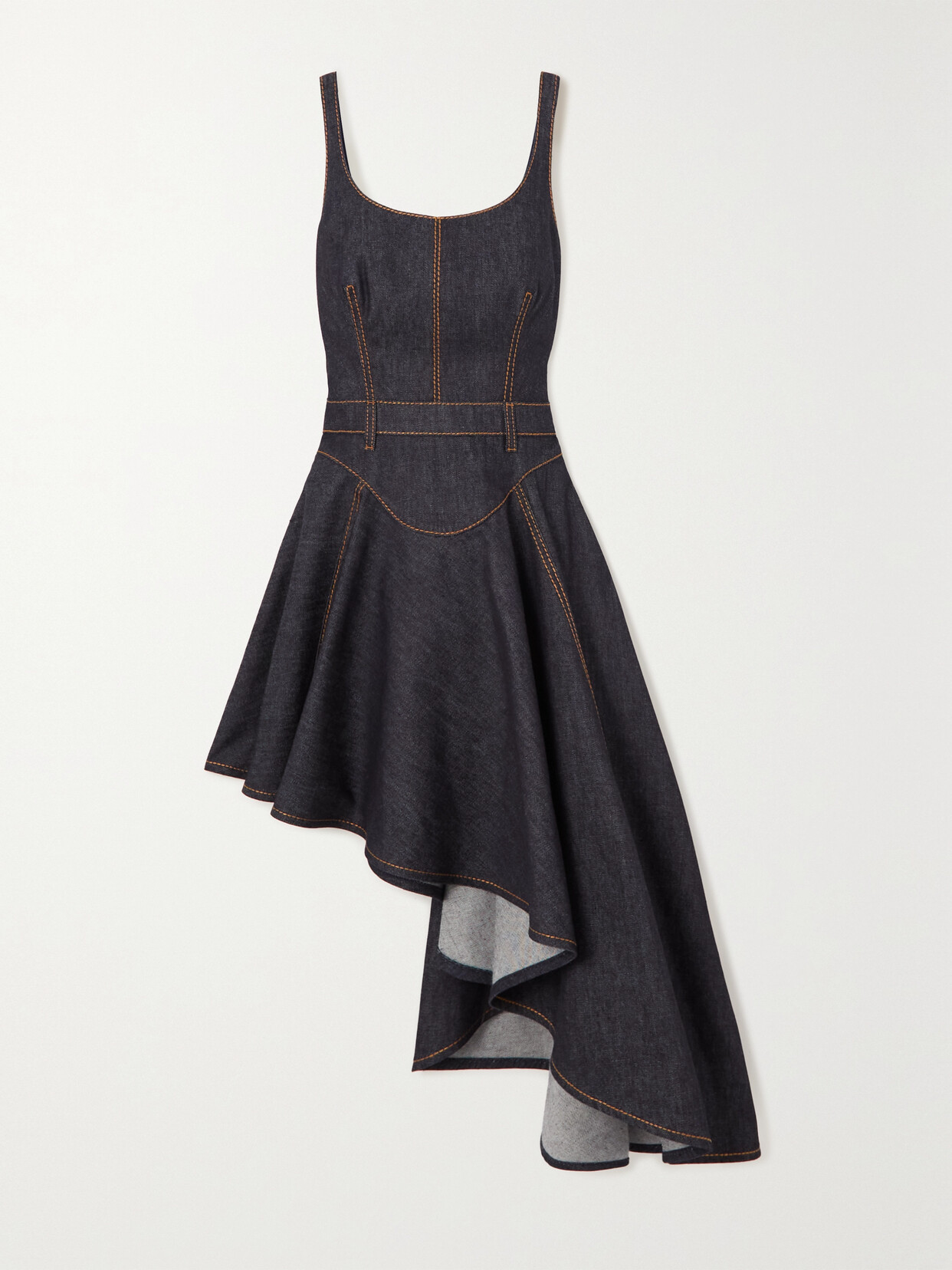 Alexander McQueen - Asymmetrical Denim Mini Dress - Blue