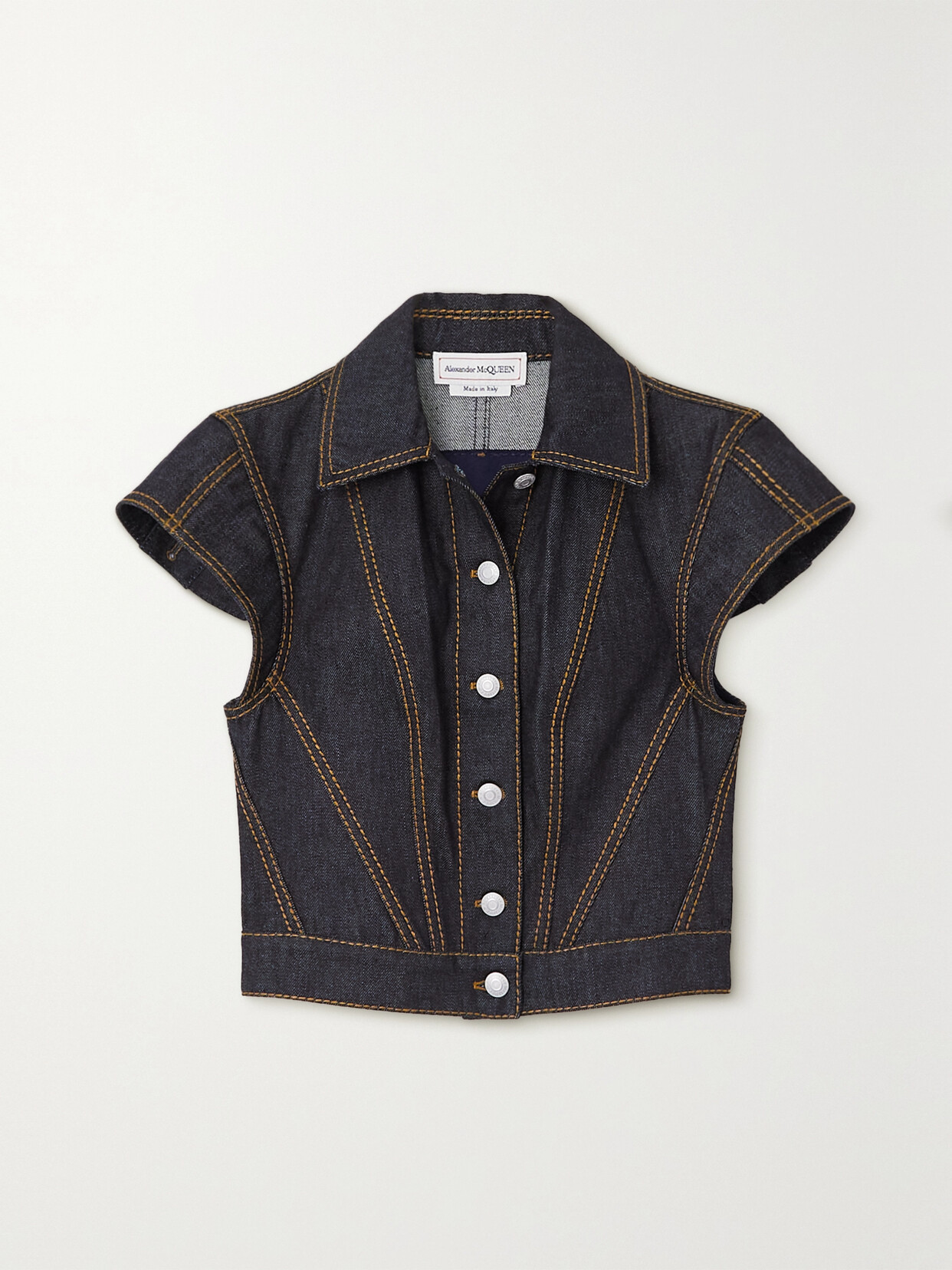 ALEXANDER MCQUEEN TOPSTITCHED DENIM waistcoat