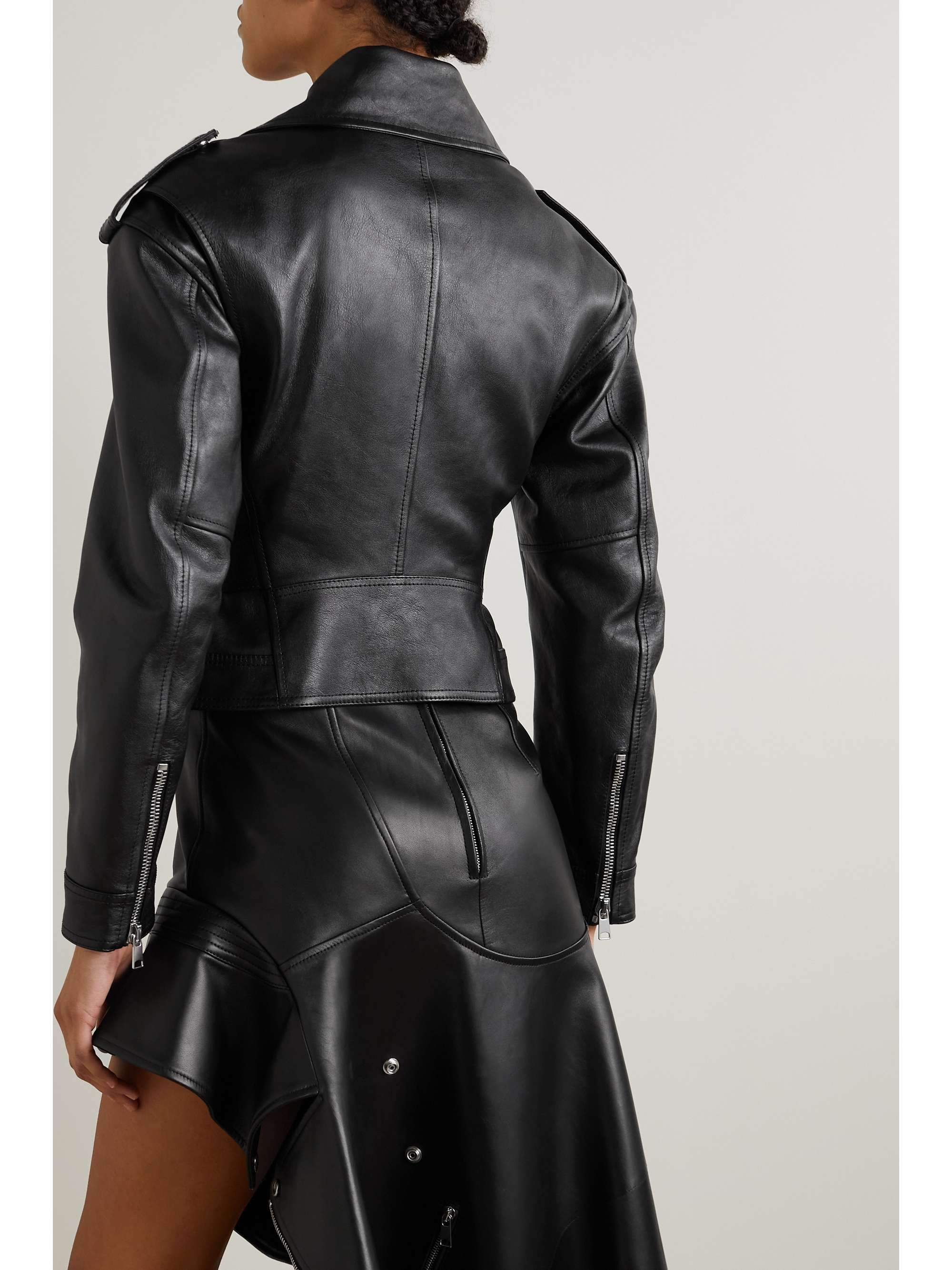 ALEXANDER MCQUEEN Belted leather biker jacket