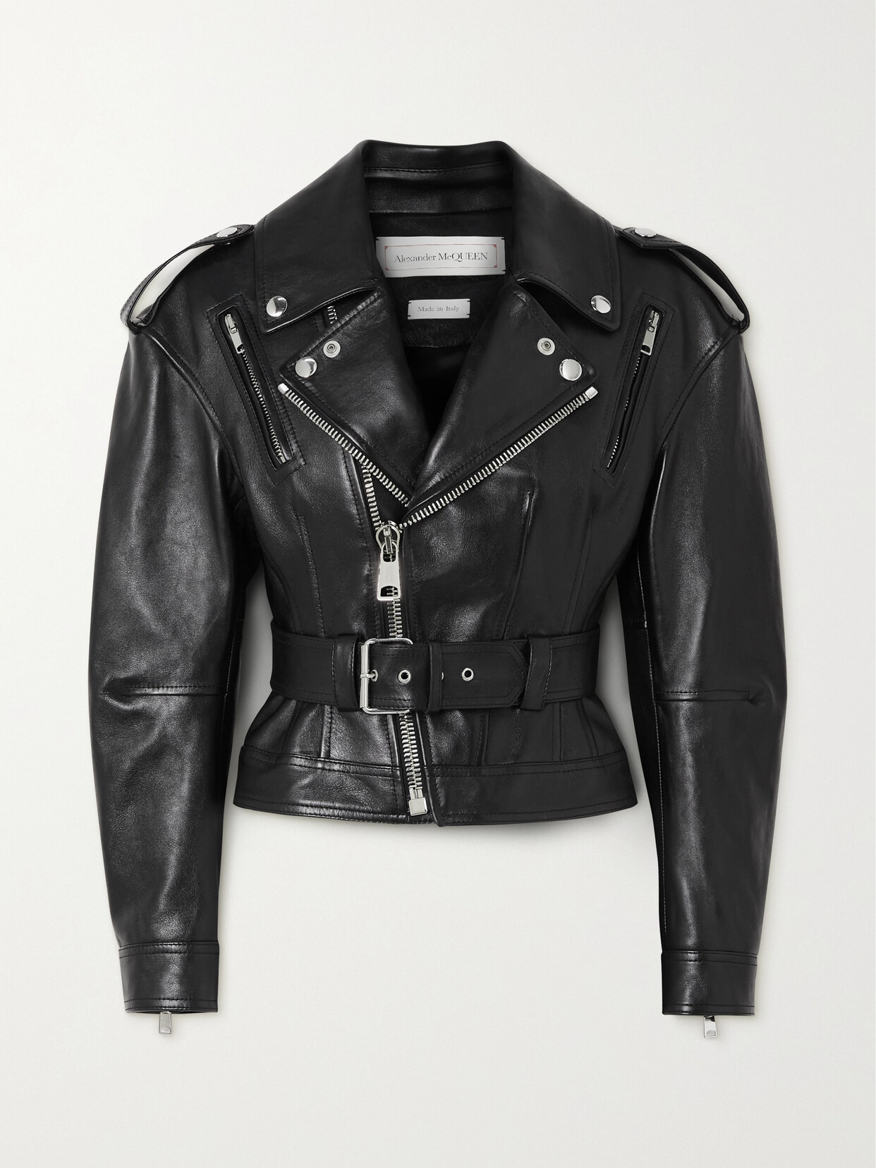 Alexander McQueen - Belted Leather Biker Jacket - Black