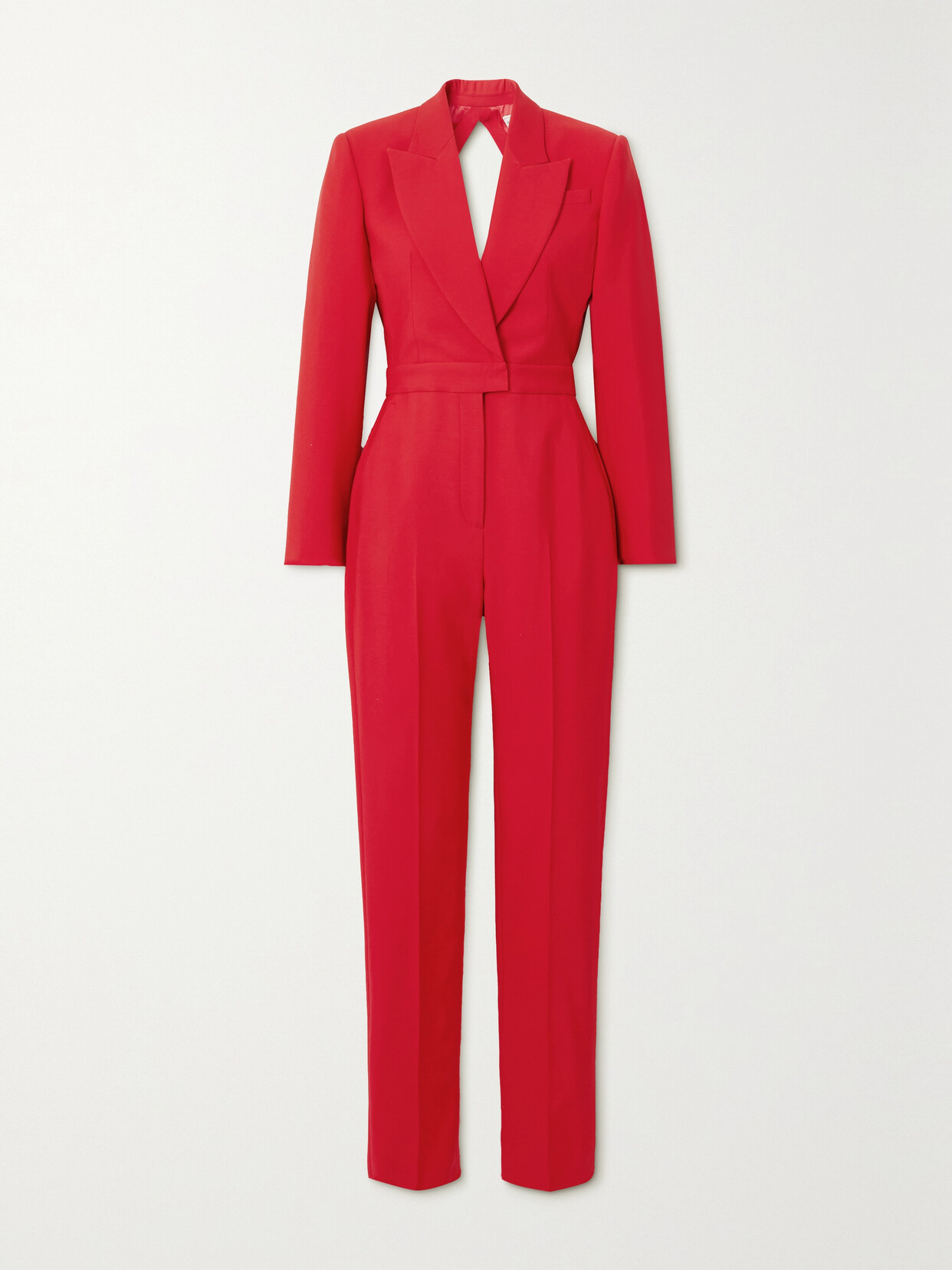 Alexander Mcqueen Open Back Crepe Jumpsuit In Lust Red