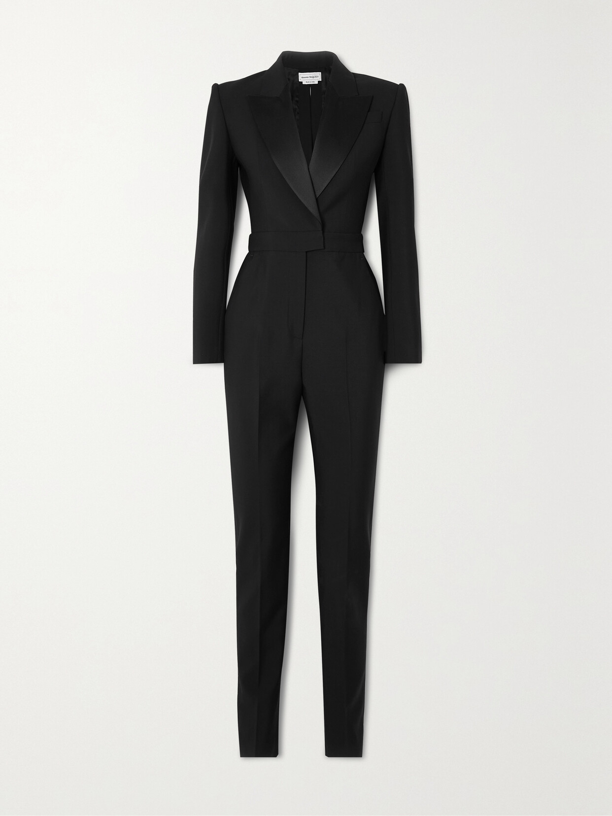 Alexander McQueen - Satin-trimmed Wool Jumpsuit - Black