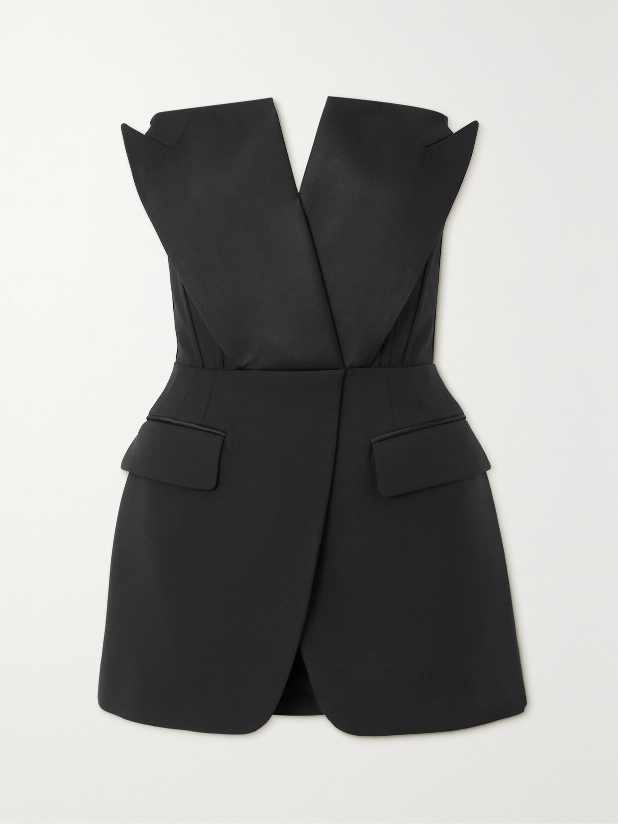 Alexander McQueen - Strapless Wool-twill And Silk-blend Top - Black