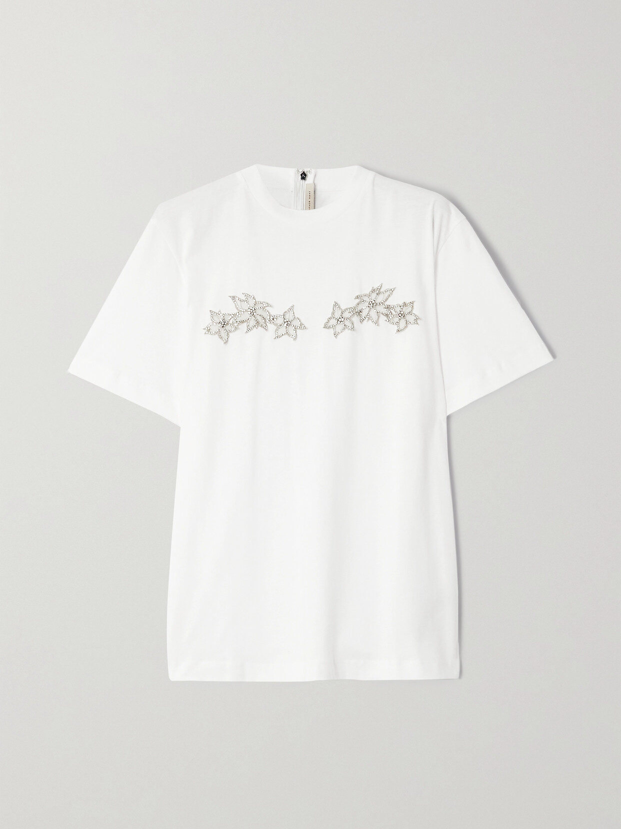 Christopher Kane - Crystal-embellished Appliquéd Organic Cotton-jersey T-shirt - White