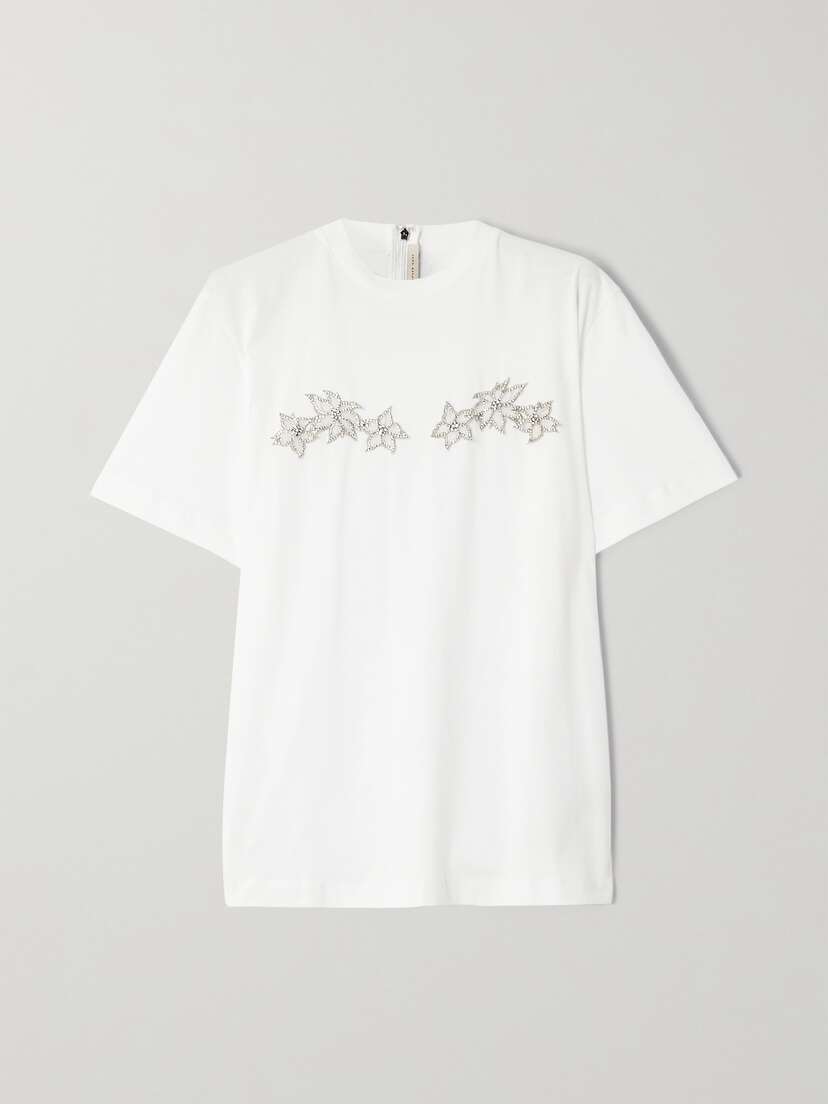 Christopher Kane Crystal-embellished Appliquéd Organic Cotton-jersey T-shirt - x large