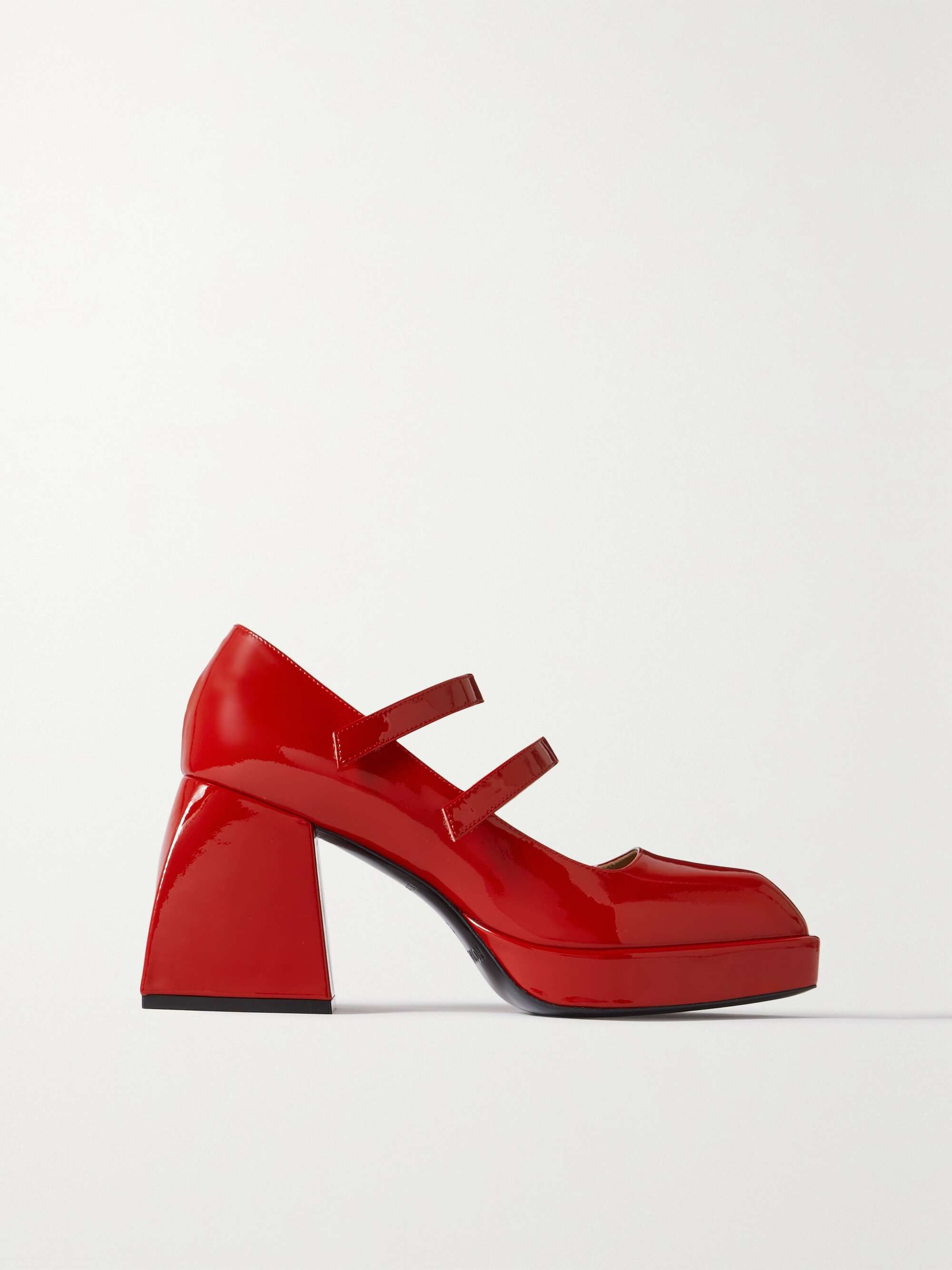 NODALETO Bulla Babies Patent leather Platform Mary Jane Pumps Women Red Heels IT39