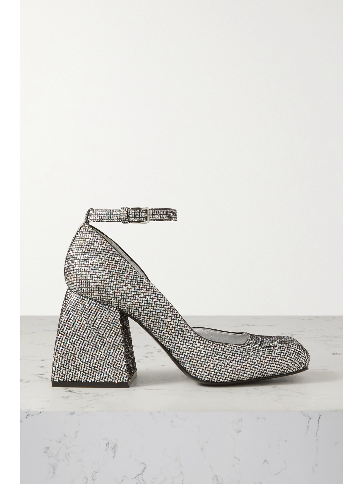 NODALETO - Bulla Pia Crystal-embellished Suede Pumps - Silver