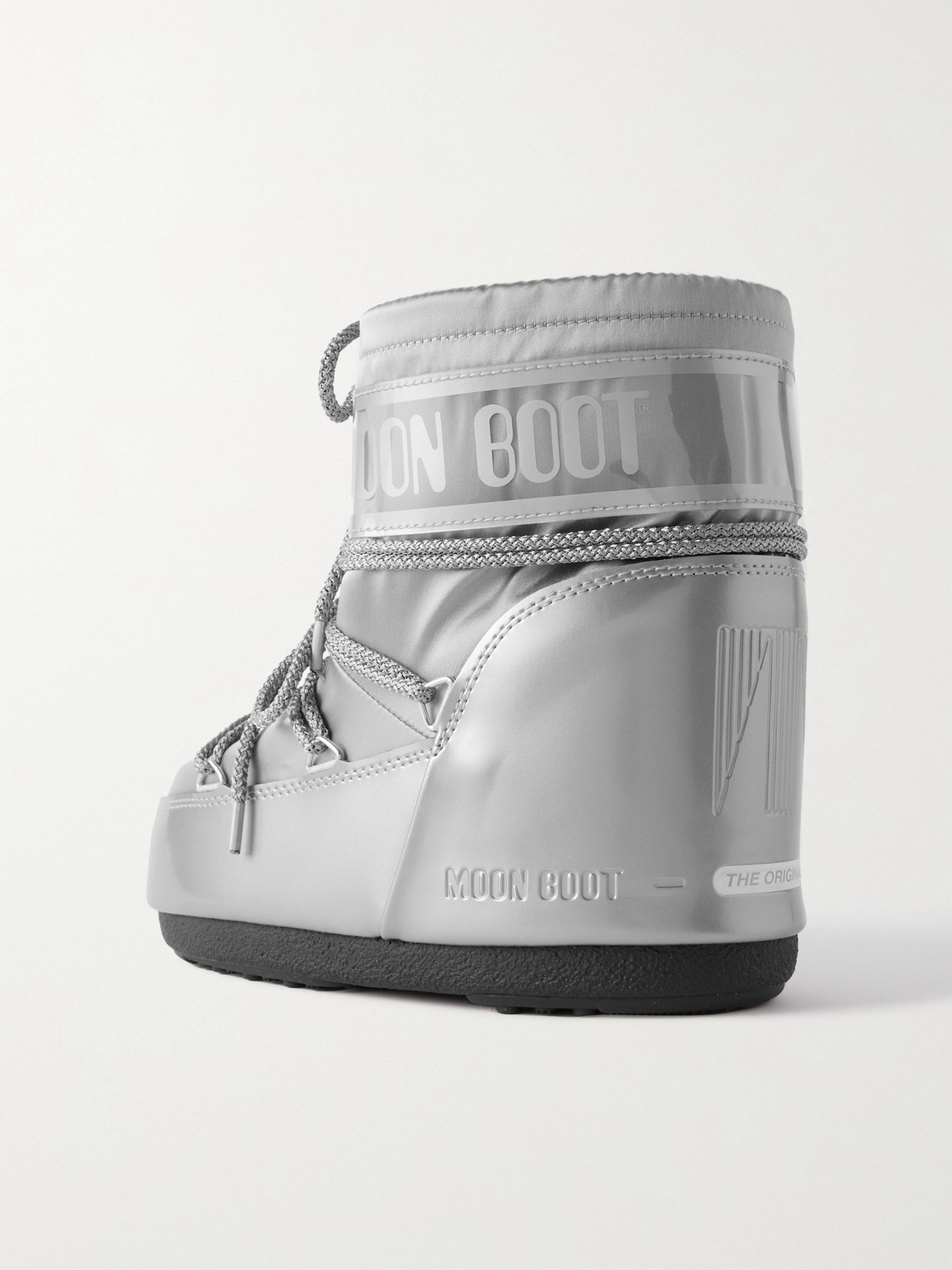 Moon Boot Icon Low Glance Shell And Pvc Snow Boots In Silver