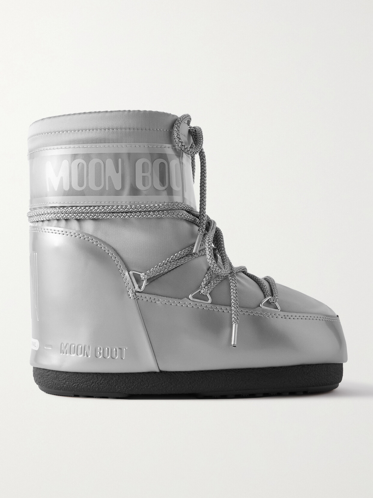 Moon Boot Icon Low Glance Shell And Pvc Snow Boots In Silver