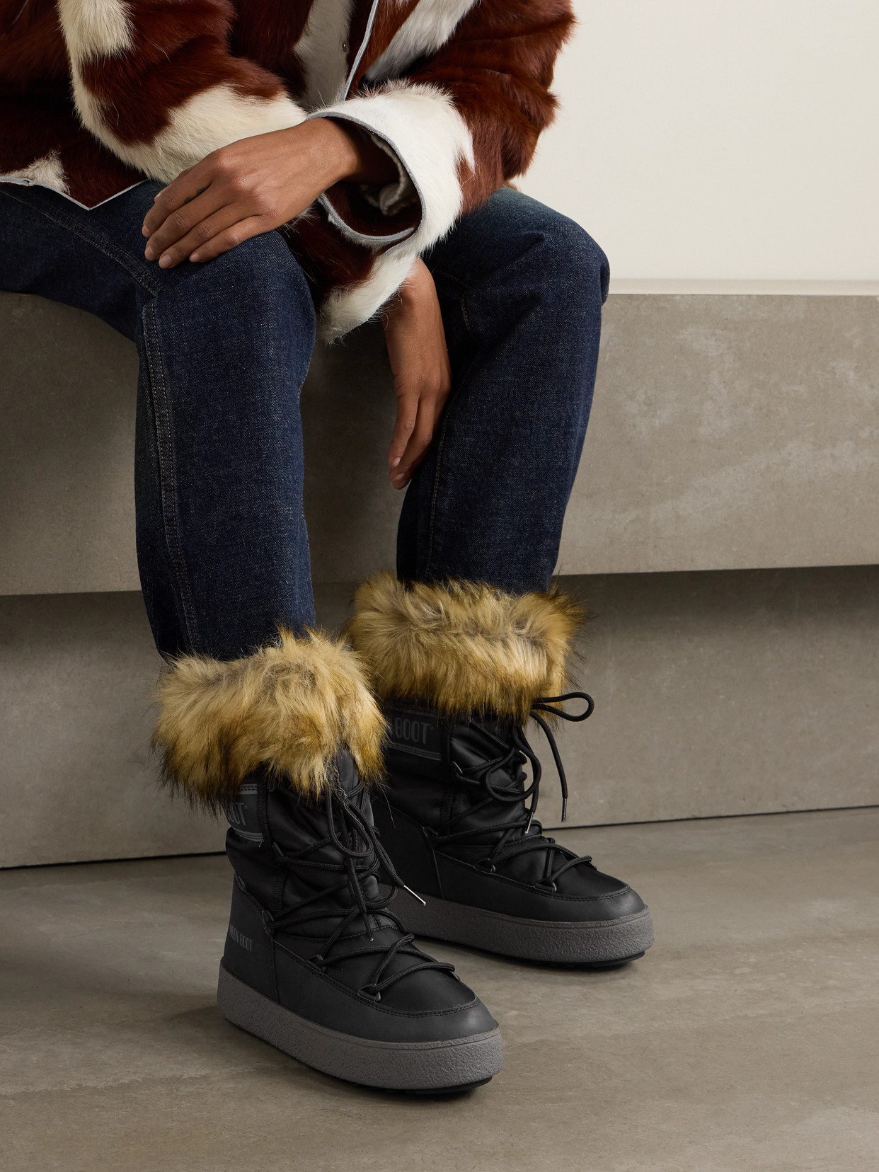 Ltrack Monaco Faux Fur-Trimmed Shell And Faux Leather Snow Boots