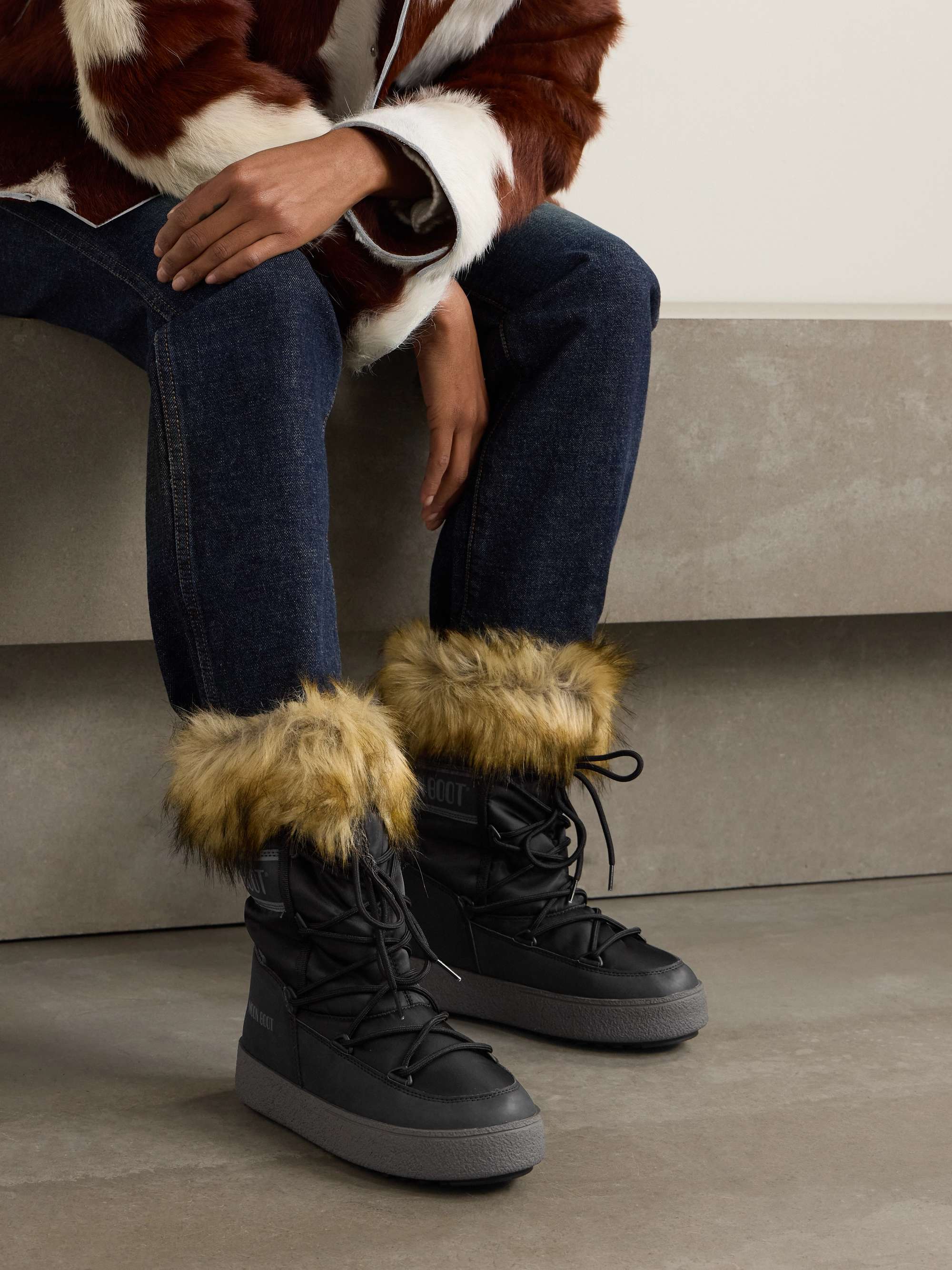 LTrack Monaco faux fur-trimmed shell and faux leather snow boots