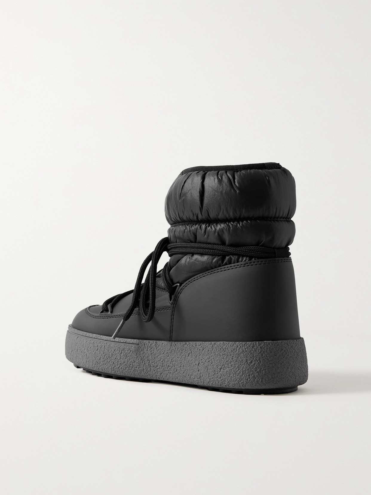 Shop Moon Boot Ltrack Quilted Shell And Faux Leather Snow Boots In Black