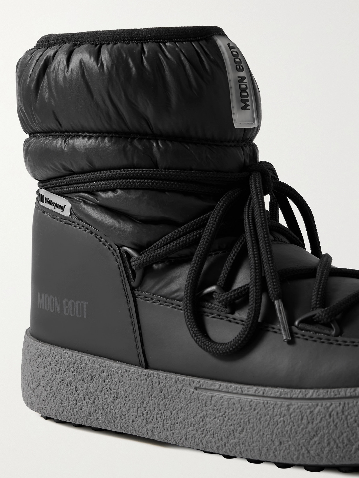 Shop Moon Boot Ltrack Quilted Shell And Faux Leather Snow Boots In Black