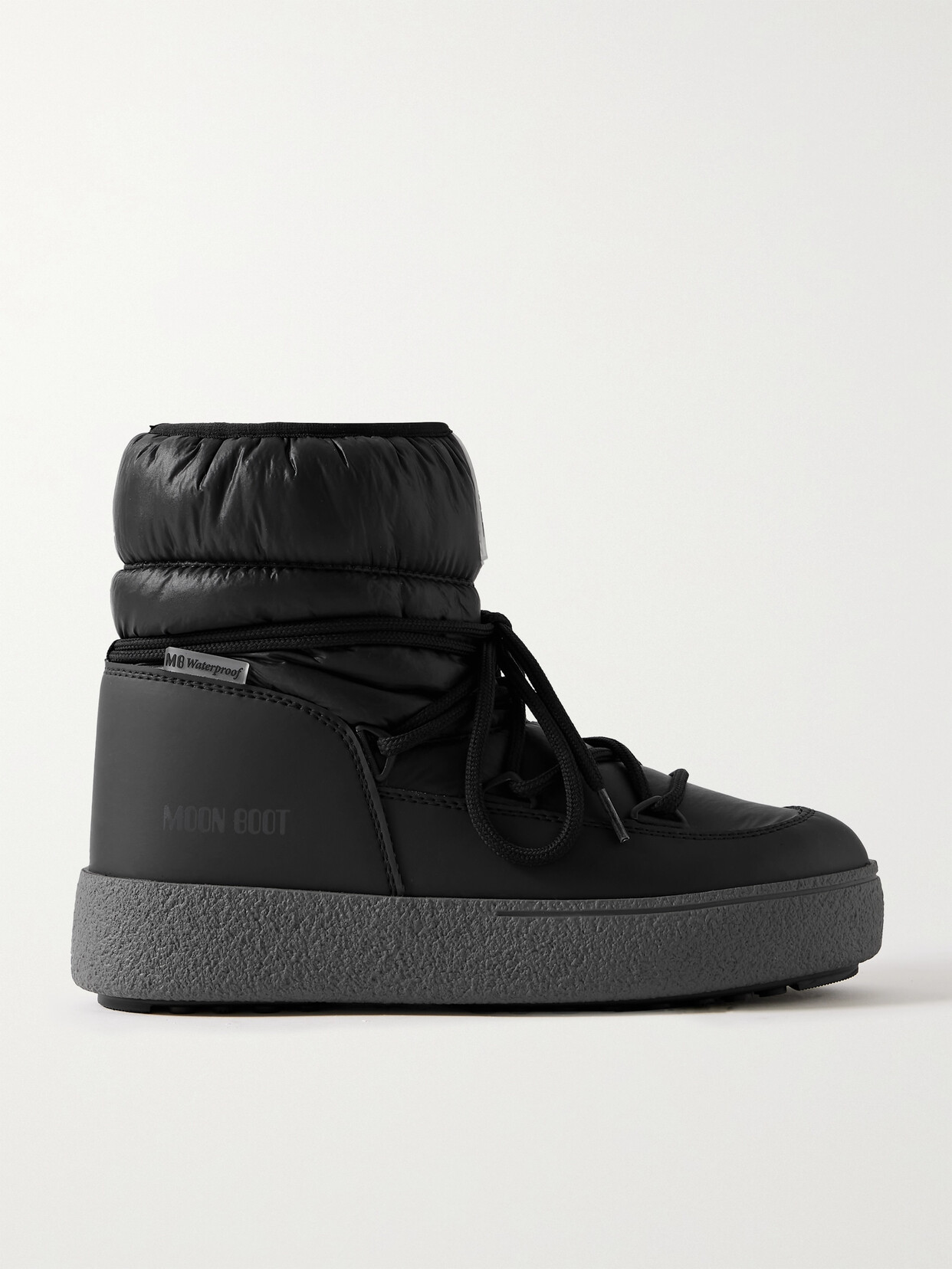 Moon Boot Ltrack Quilted Shell And Faux Leather Snow Boots In Black