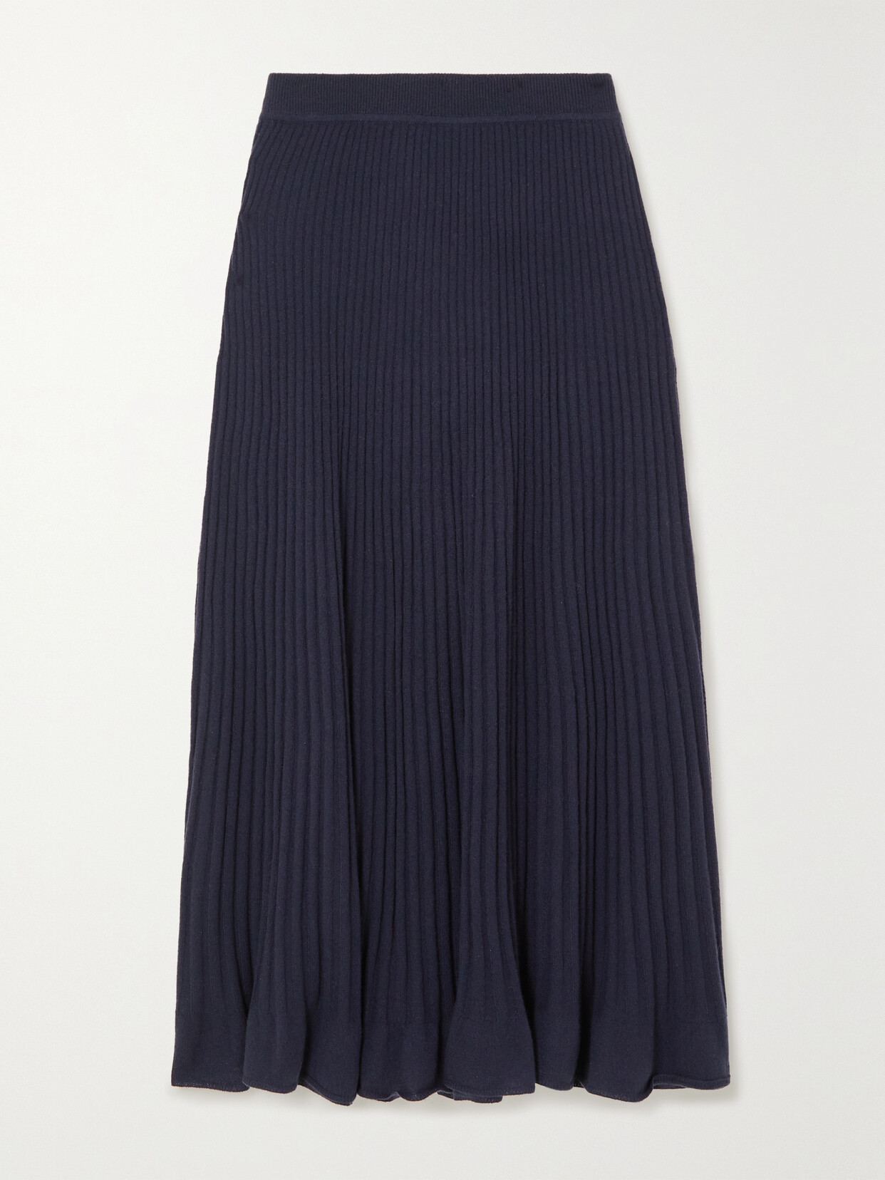 Arch4 - + Net Sustain Libra Ribbed Cashmere Midi Skirt - Blue