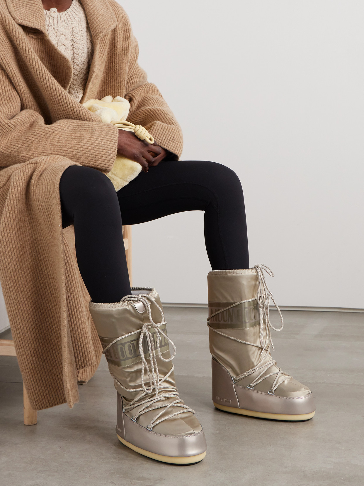Moon Boot Moonboot Metallic Boots With Lace-up Design In Silver