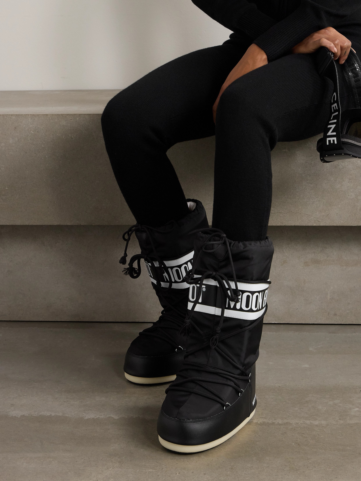 Moon Boot Icon Shell And Faux Leather Snow Boots In Black