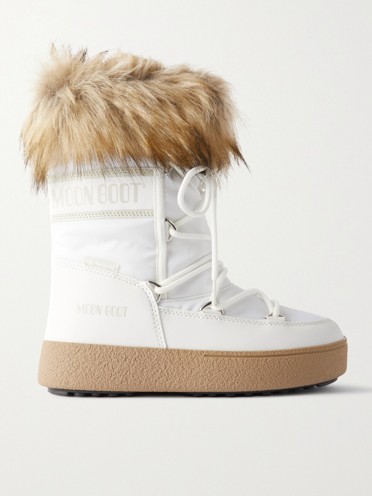 Moon Boot Track Monaco Faux Fur Short Snow Boots In White