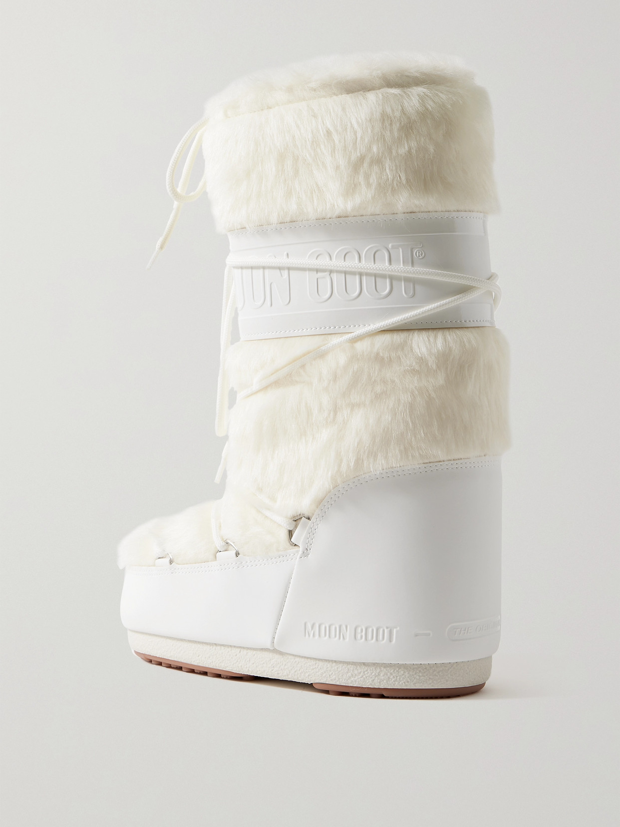 Shop Moon Boot Icon Faux Fur And Faux Leather Snow Boots In White