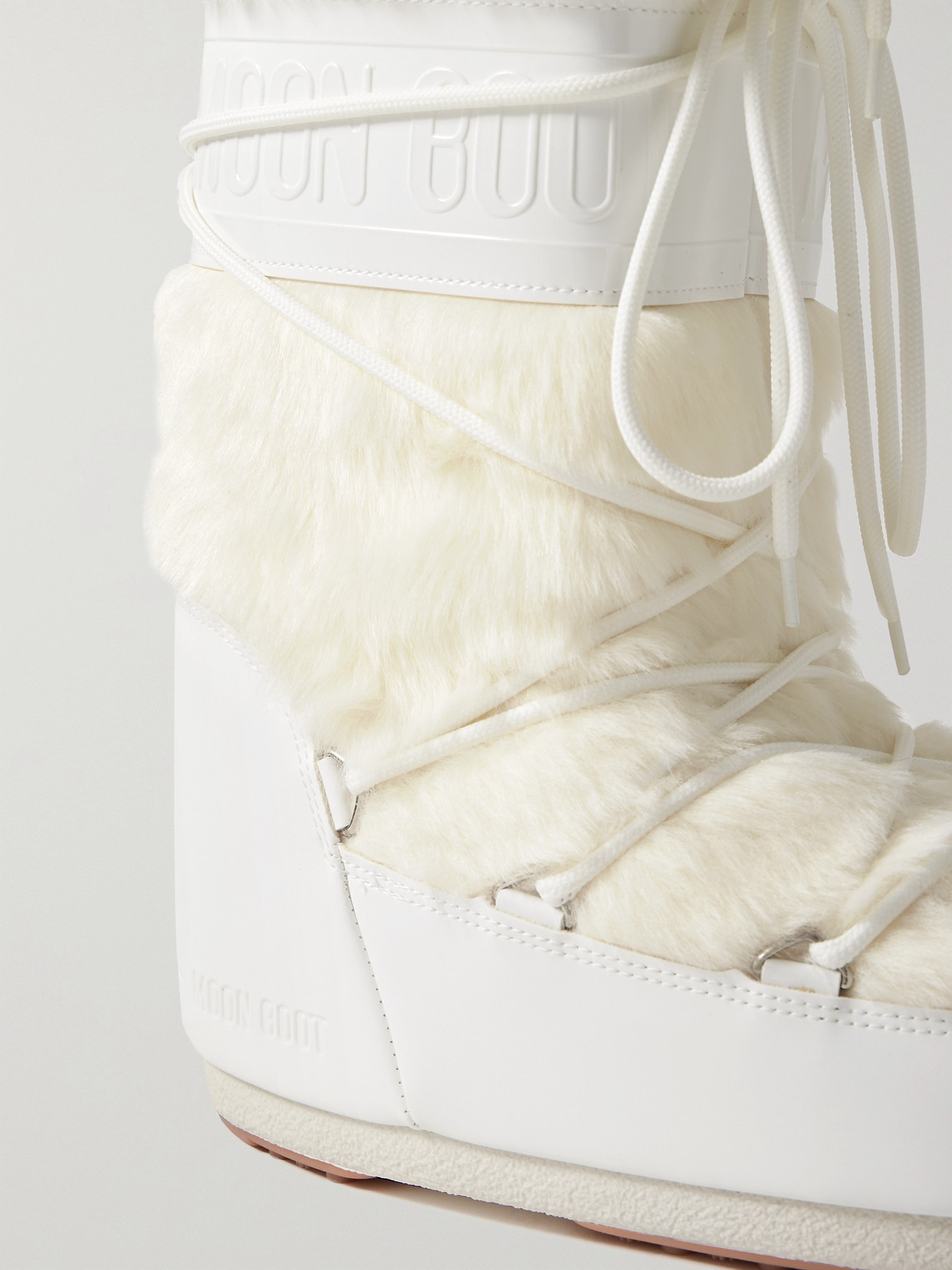 Shop Moon Boot Icon Faux Fur And Faux Leather Snow Boots In White