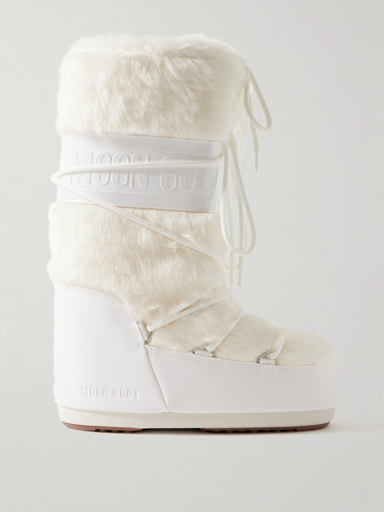 Shop Moon Boot Icon Faux Fur And Faux Leather Snow Boots In White