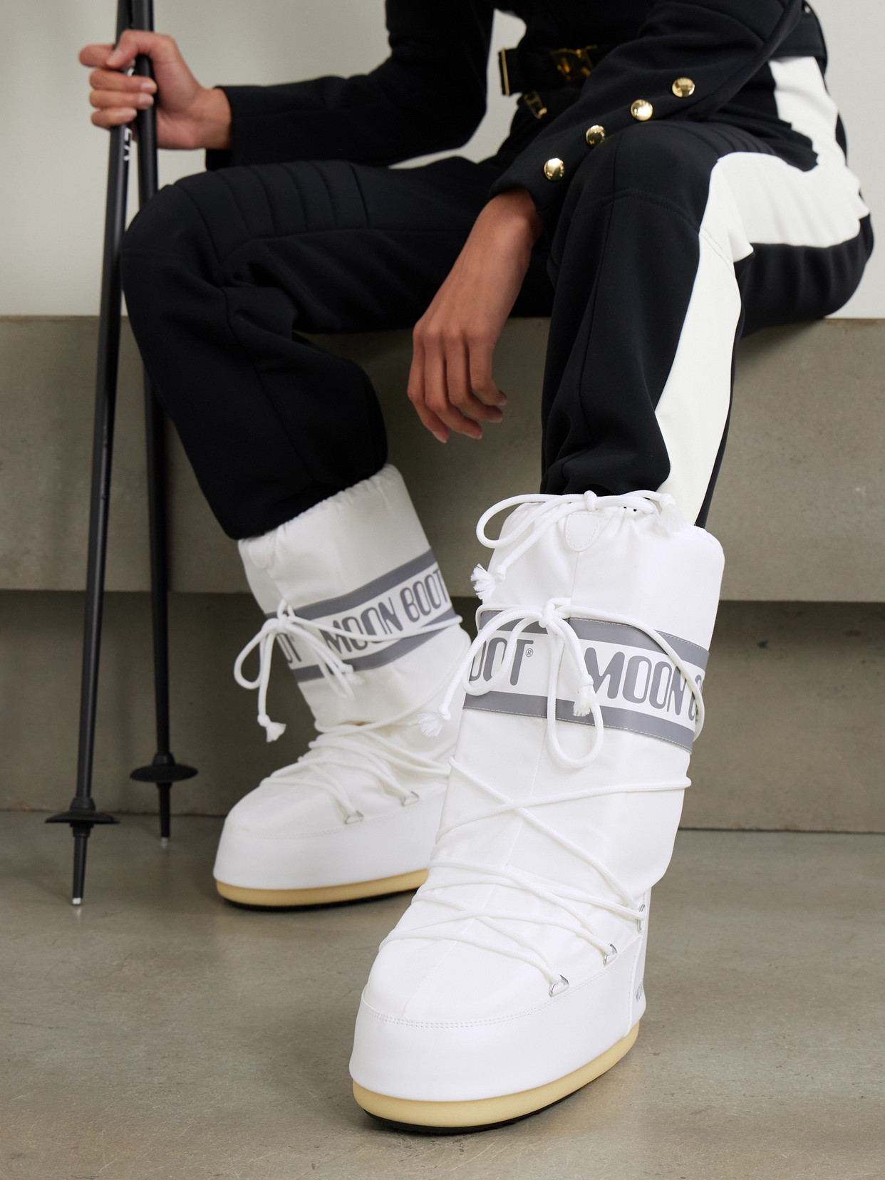 Moon Boot Icon Shell And Faux Leather Snow Boots In White