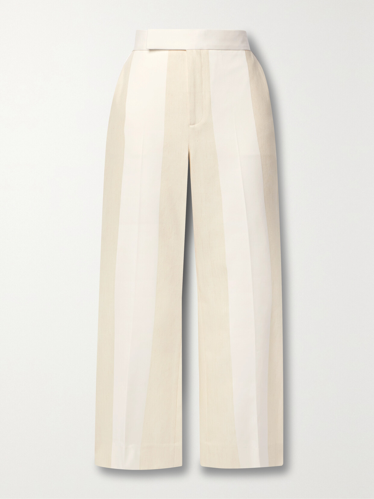 PARTOW - Neva Two-tone Paneled Cotton And Linen-blend Flared-leg Pants - Ivory