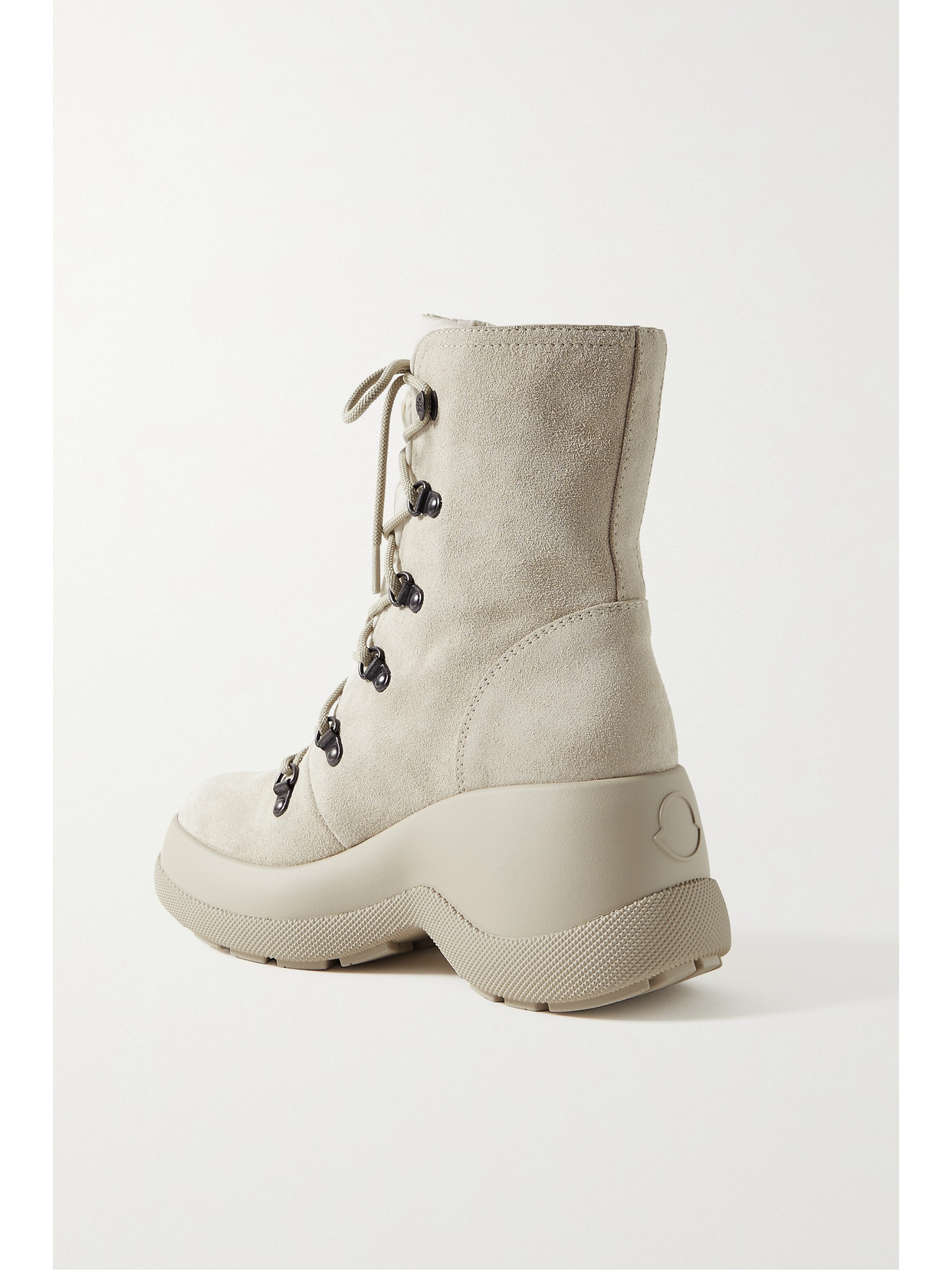 Shop Moncler Resile Trek Shell-trimmed Suede Ankle Boots In Ecru