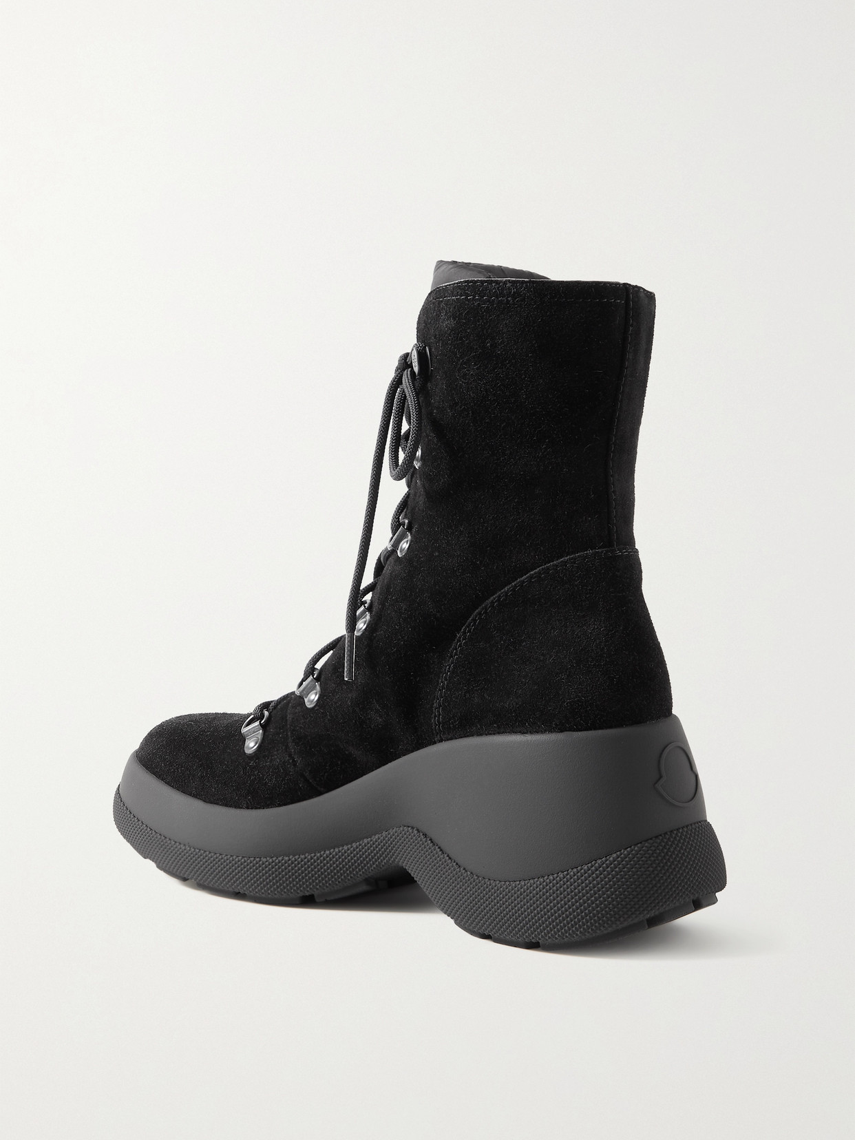MONCLER RESILE TREK SHELL-TRIMMED SUEDE ANKLE BOOTS