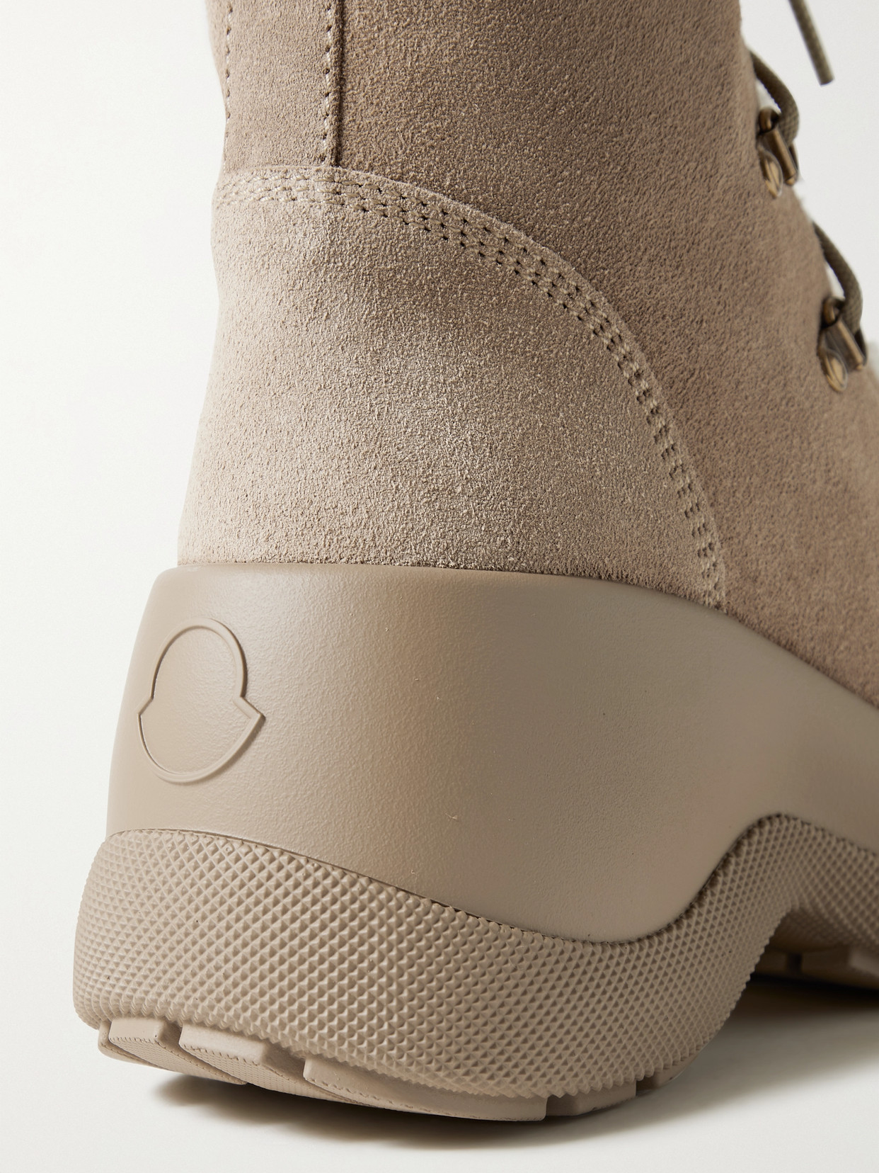 MONCLER RESILE TREK FAUX FUR-TRIMMED SUEDE ANKLE BOOTS