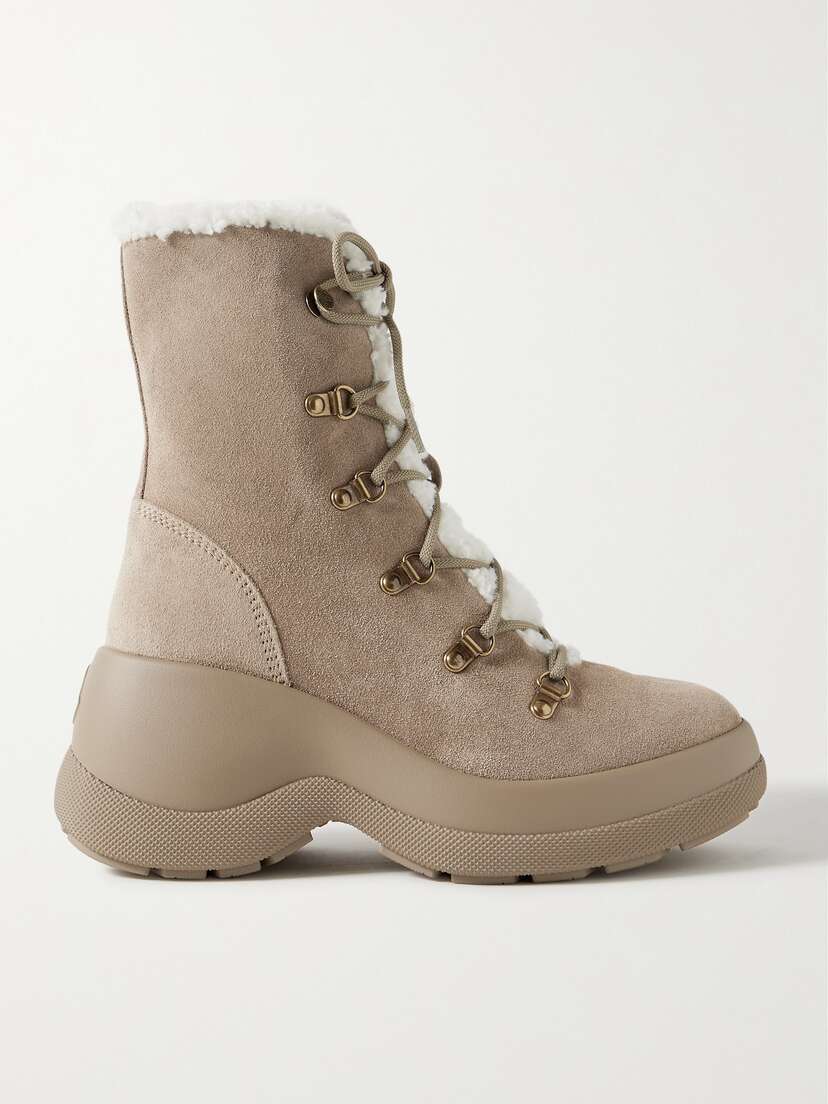 Moncler Resile Trek Faux Fur-trimmed Suede Ankle Boots