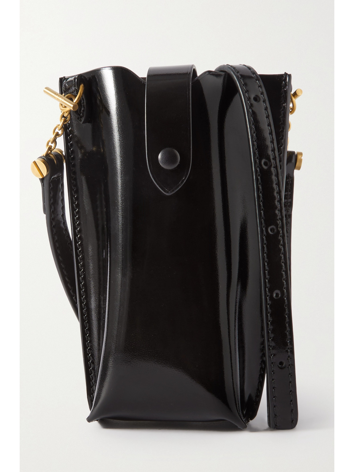 Metier Minimalist Double Patent-leather Shoulder Bag In Black