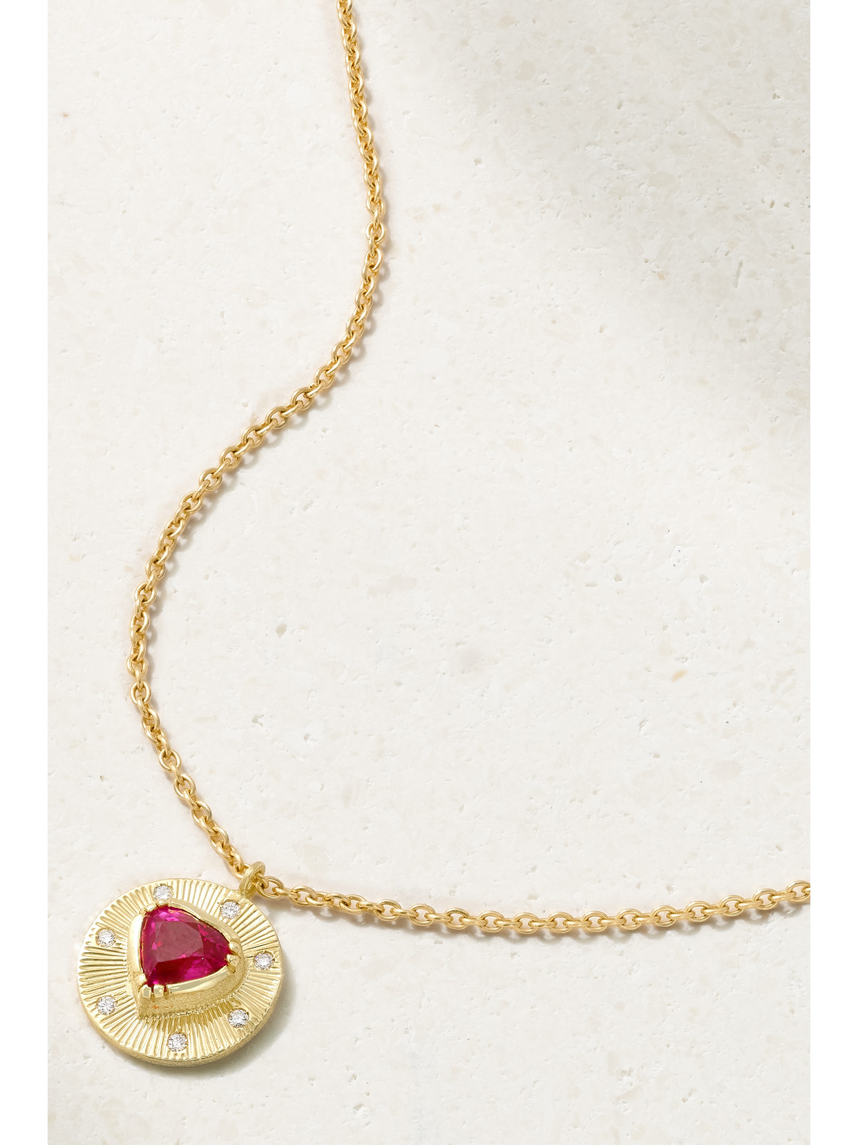 Brooke Gregson - Heart 18-karat Recycled Gold, Ruby And Diamond Necklace - one size