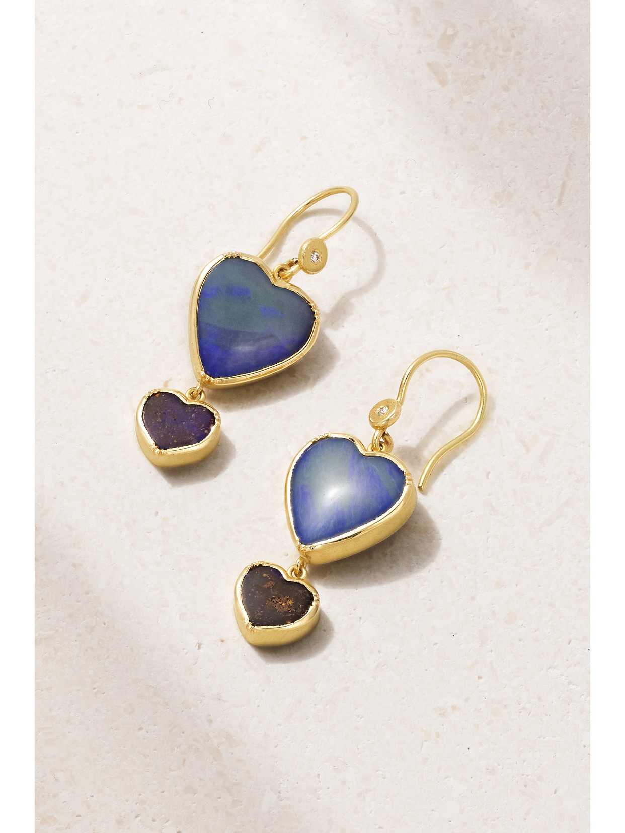 Brooke Gregson - Heart Drop 18-karat Recycled Gold, Opal And Diamond Earrings - one size