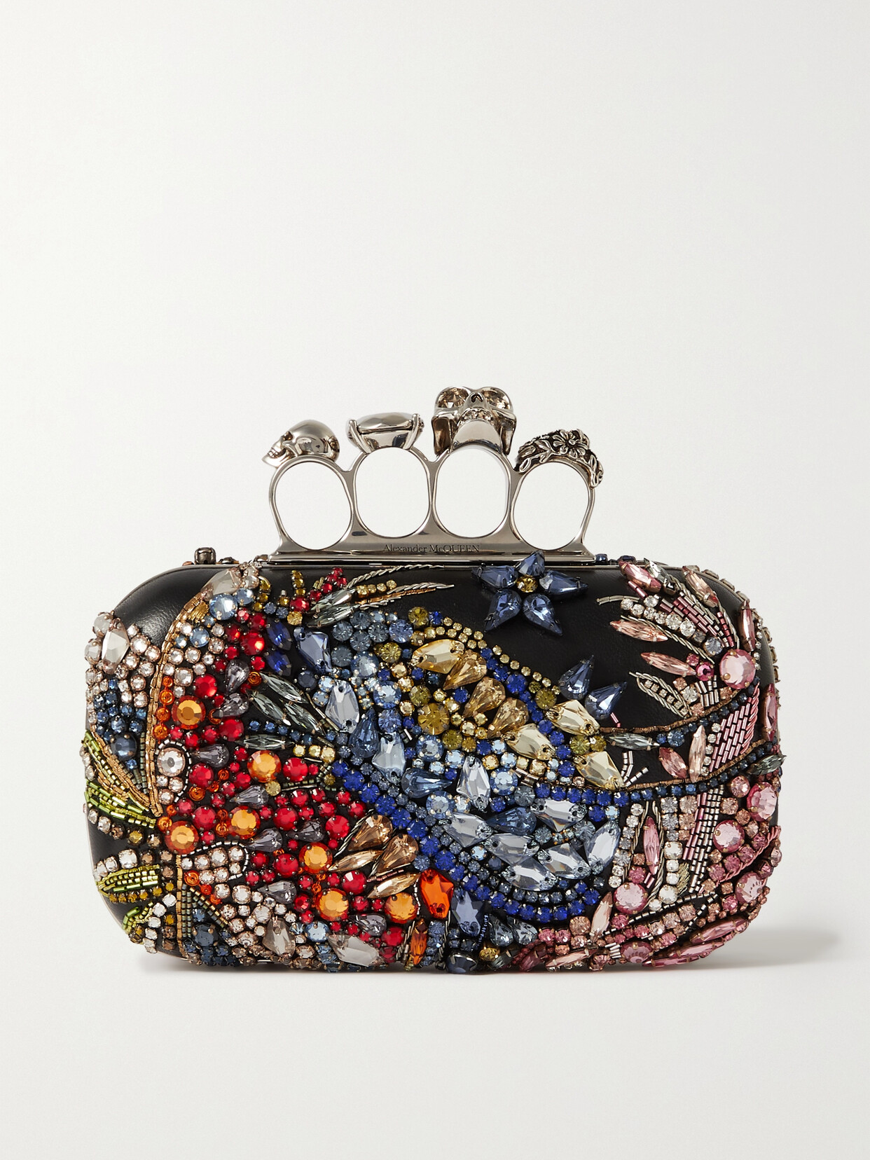 Alexander McQueen - Four Ring Crystal-embellished Leather Clutch - Blue