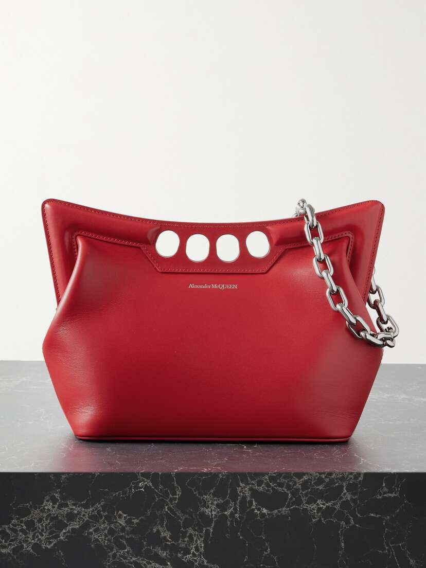 Alexander McQueen The Peak Cutout Leather Shoulder Bag