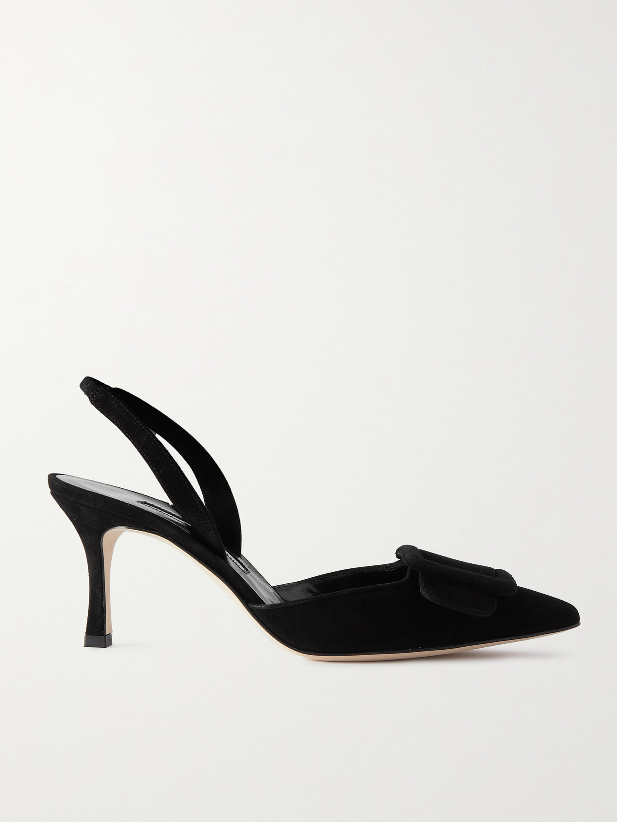Manolo Blahnik Maysli 70 Buckled Suede Slingback Pumps In Black