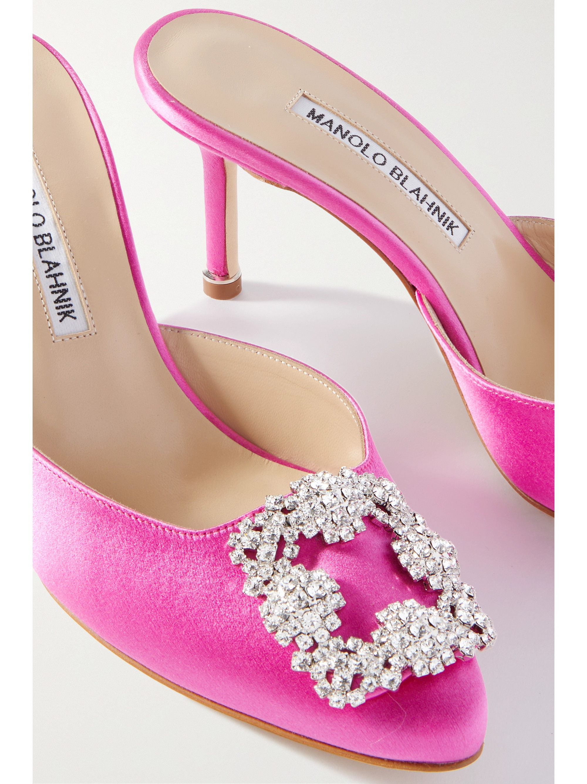 MANOLO BLAHNIK - Hangisimu 70 crystal-embellished satin mules | Plush