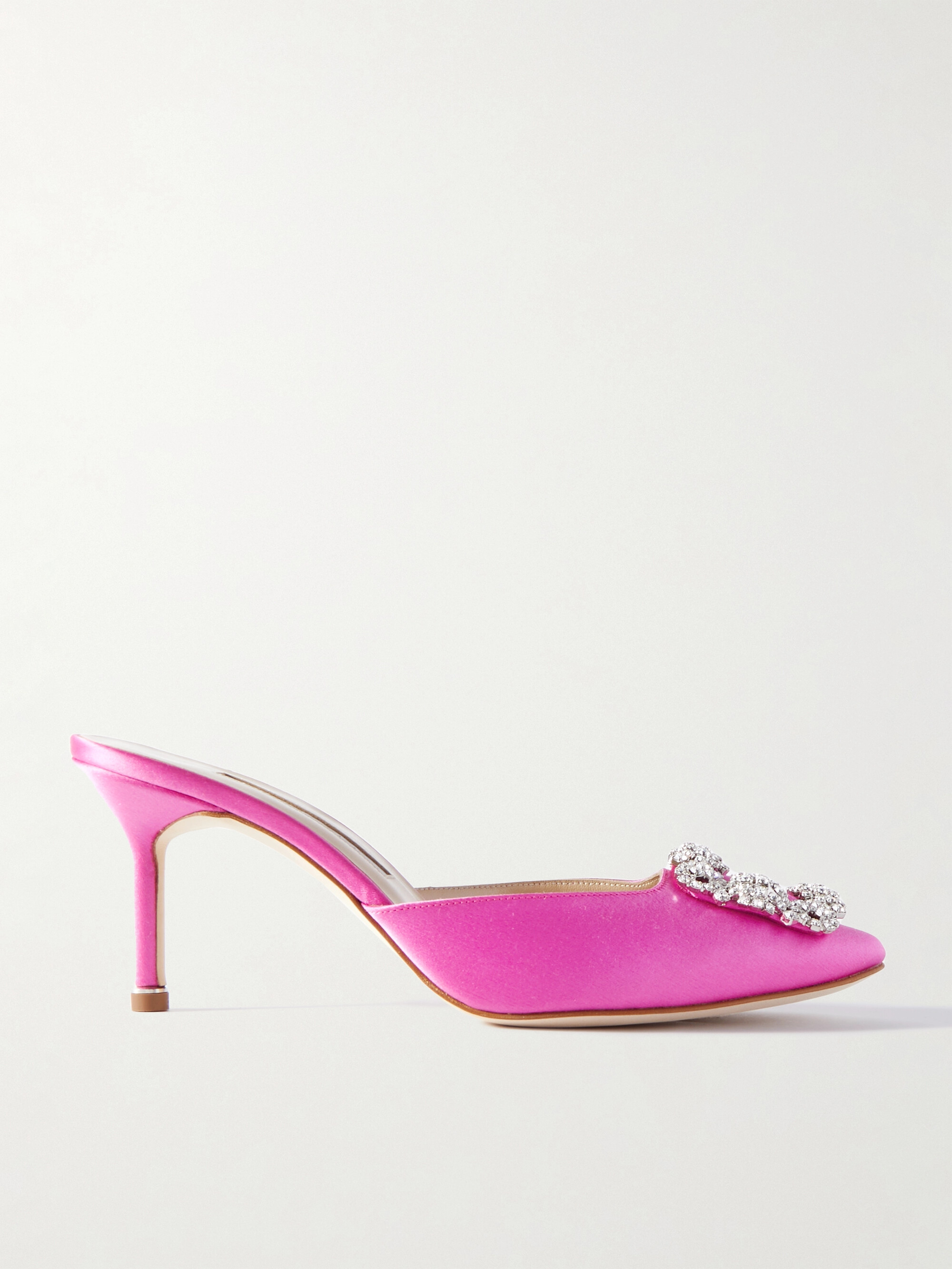 MANOLO BLAHNIK - Hangisimu 70 crystal-embellished satin mules | Plush