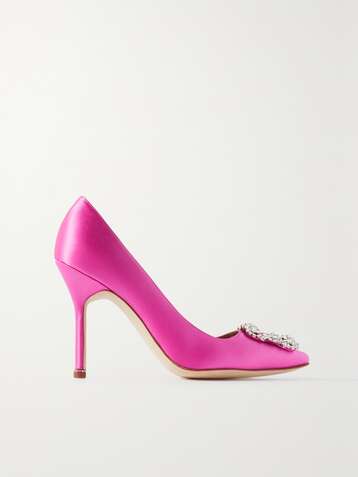 New Manolo Blahnik BB 105 Fushia Pink Pearly Patent Shoes Pumps 36 36.5 40