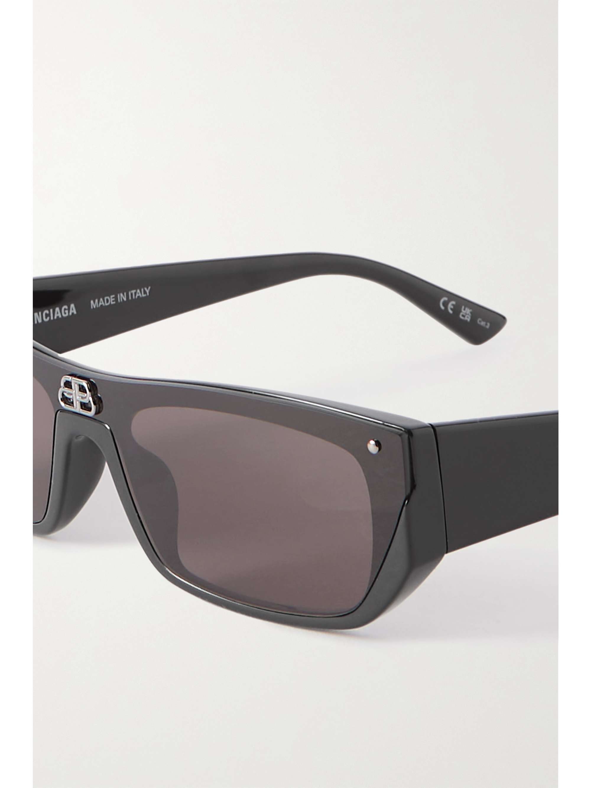 BALENCIAGA EYEWEAR Shield BB rectangularframe acetate sunglasses NET