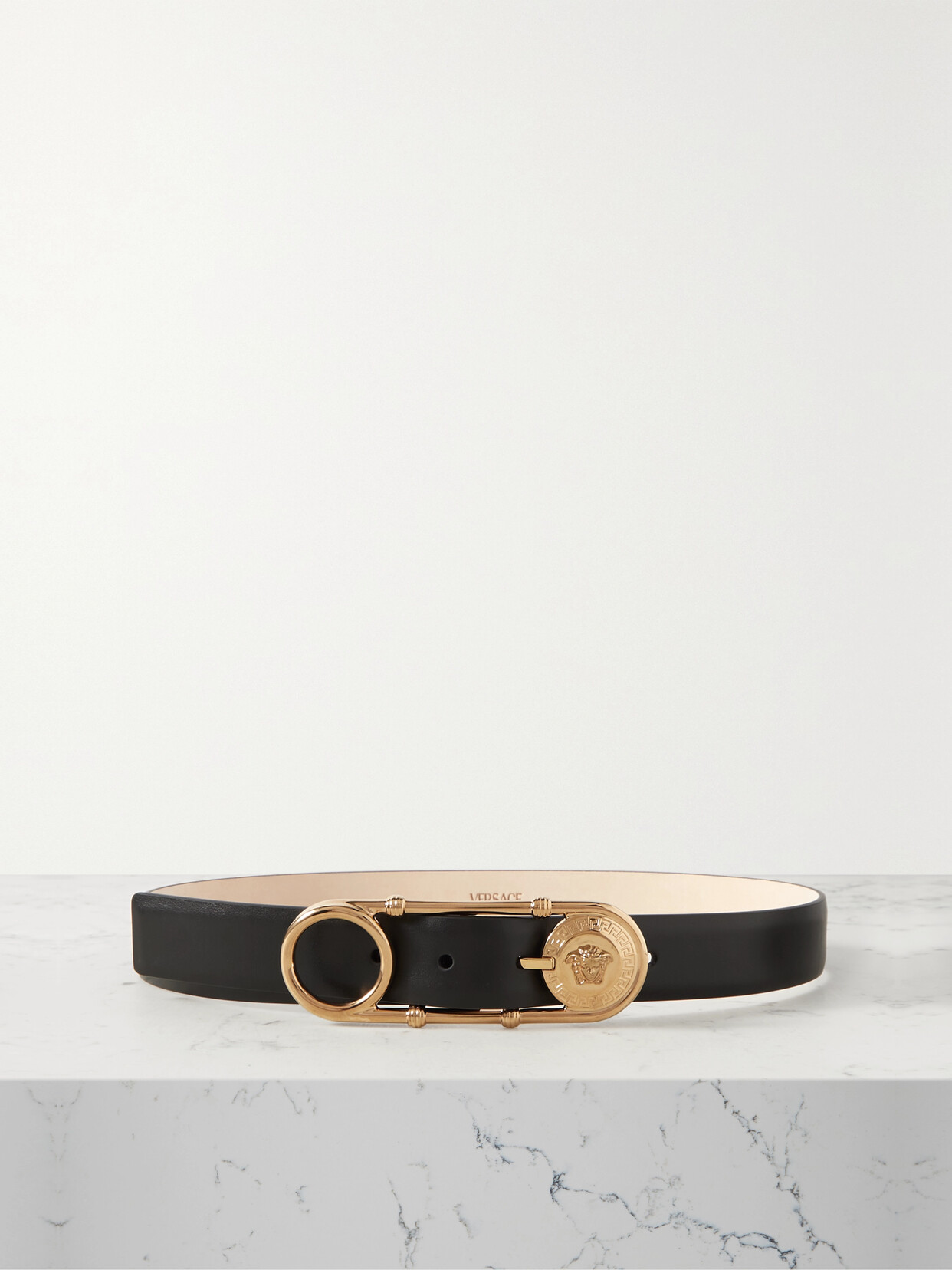 Versace - Embellished Leather Waist Belt - Black