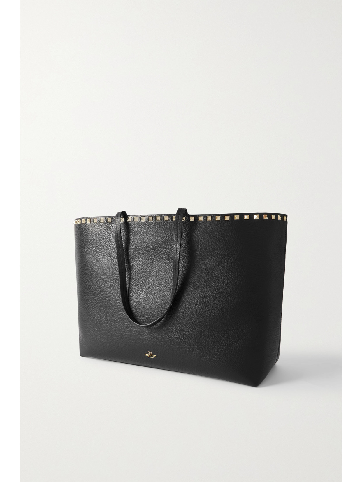 Valentino Rockstud Textured-leather Tote In Black