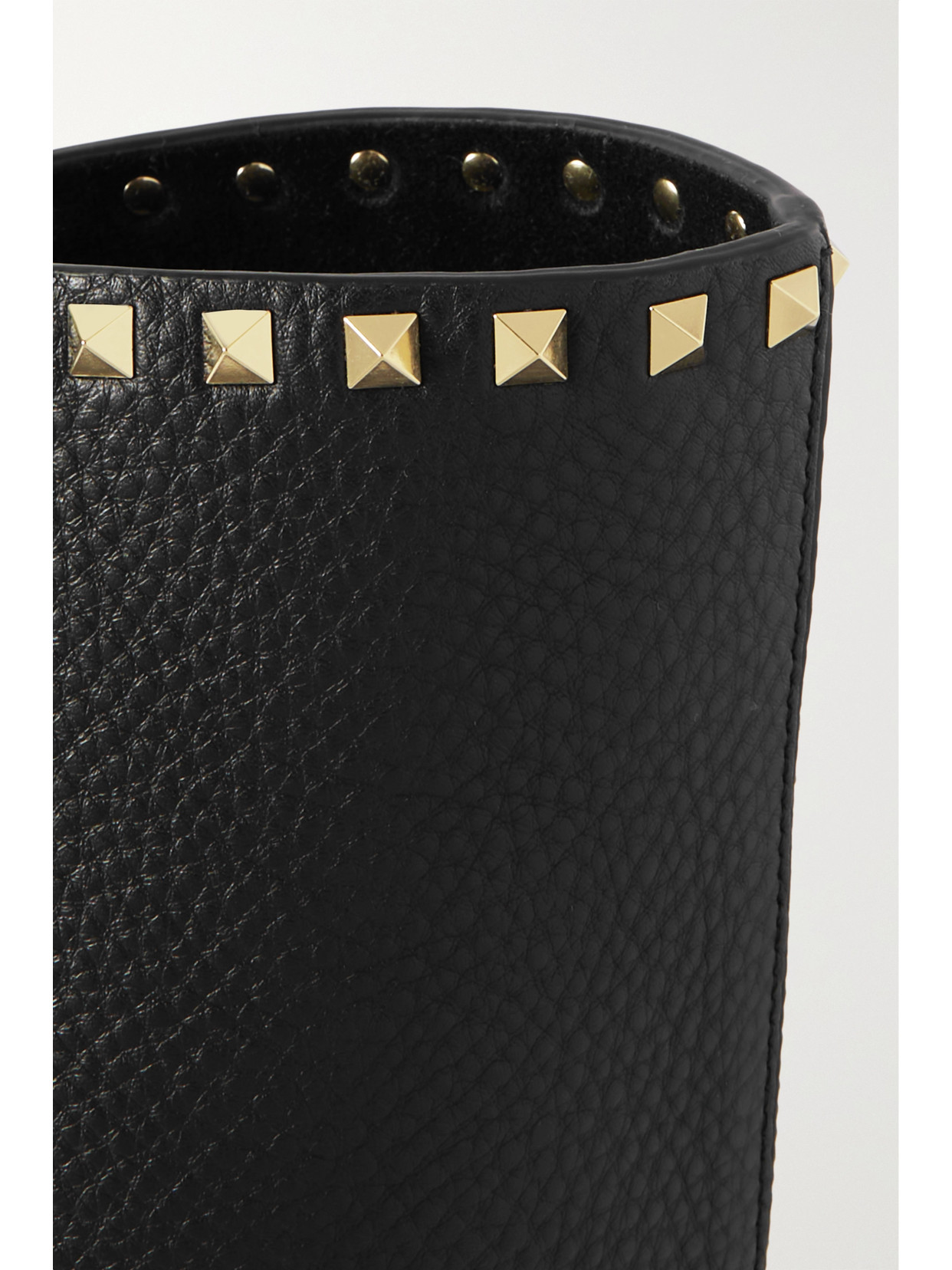 Valentino Rockstud Textured-leather Tote In Black