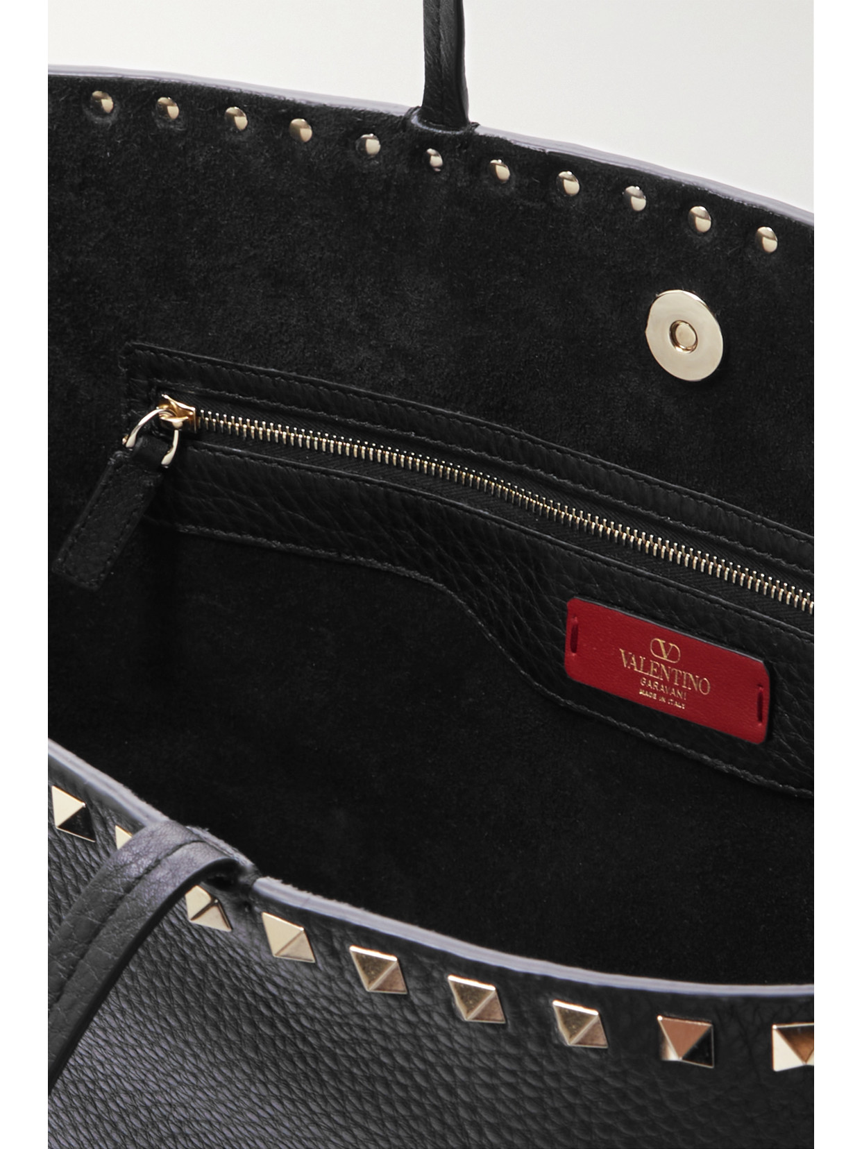Valentino Rockstud Textured-leather Tote In Black