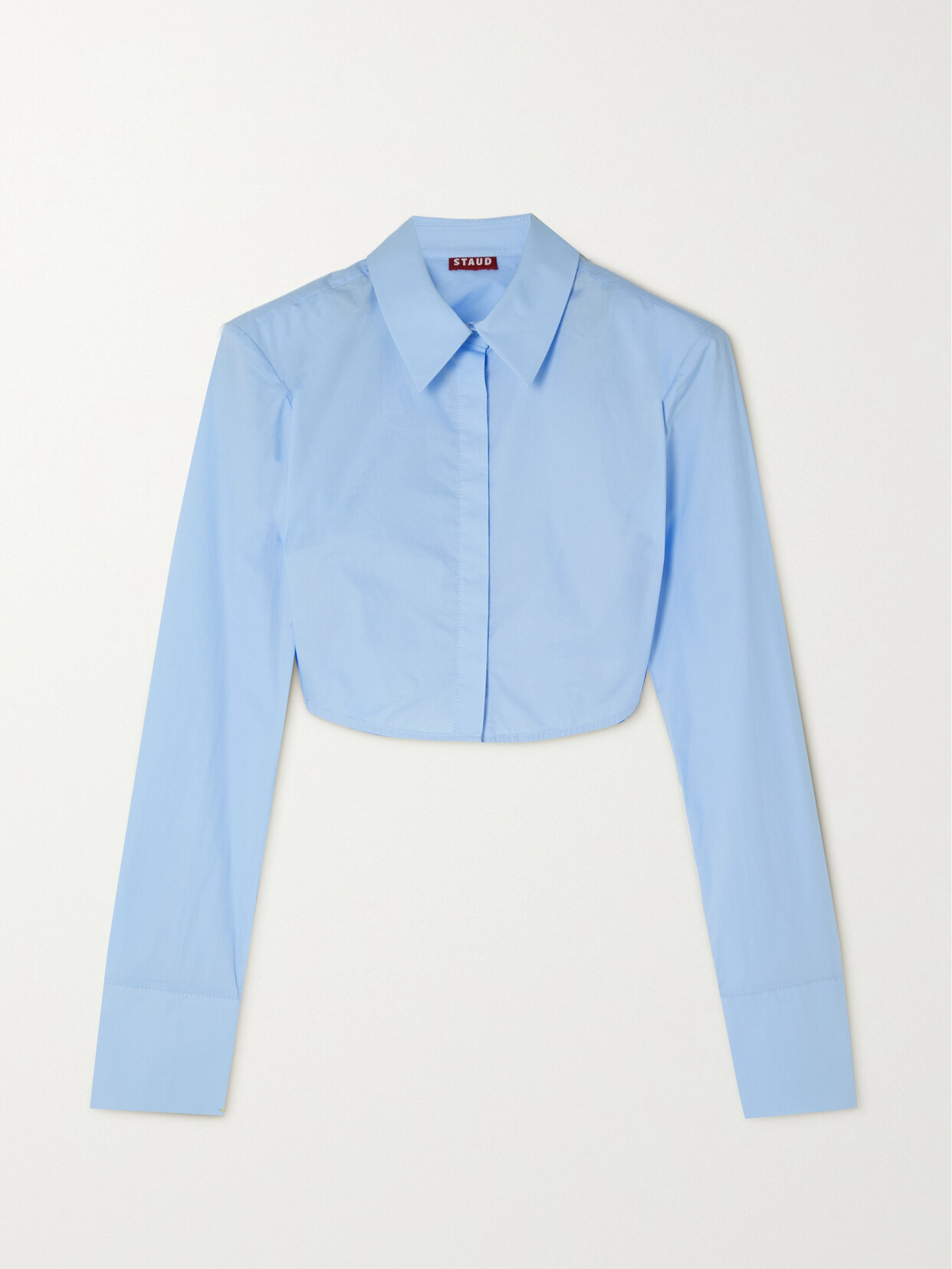 STAUD - Seneca Cropped Cotton-poplin Shirt - Blue