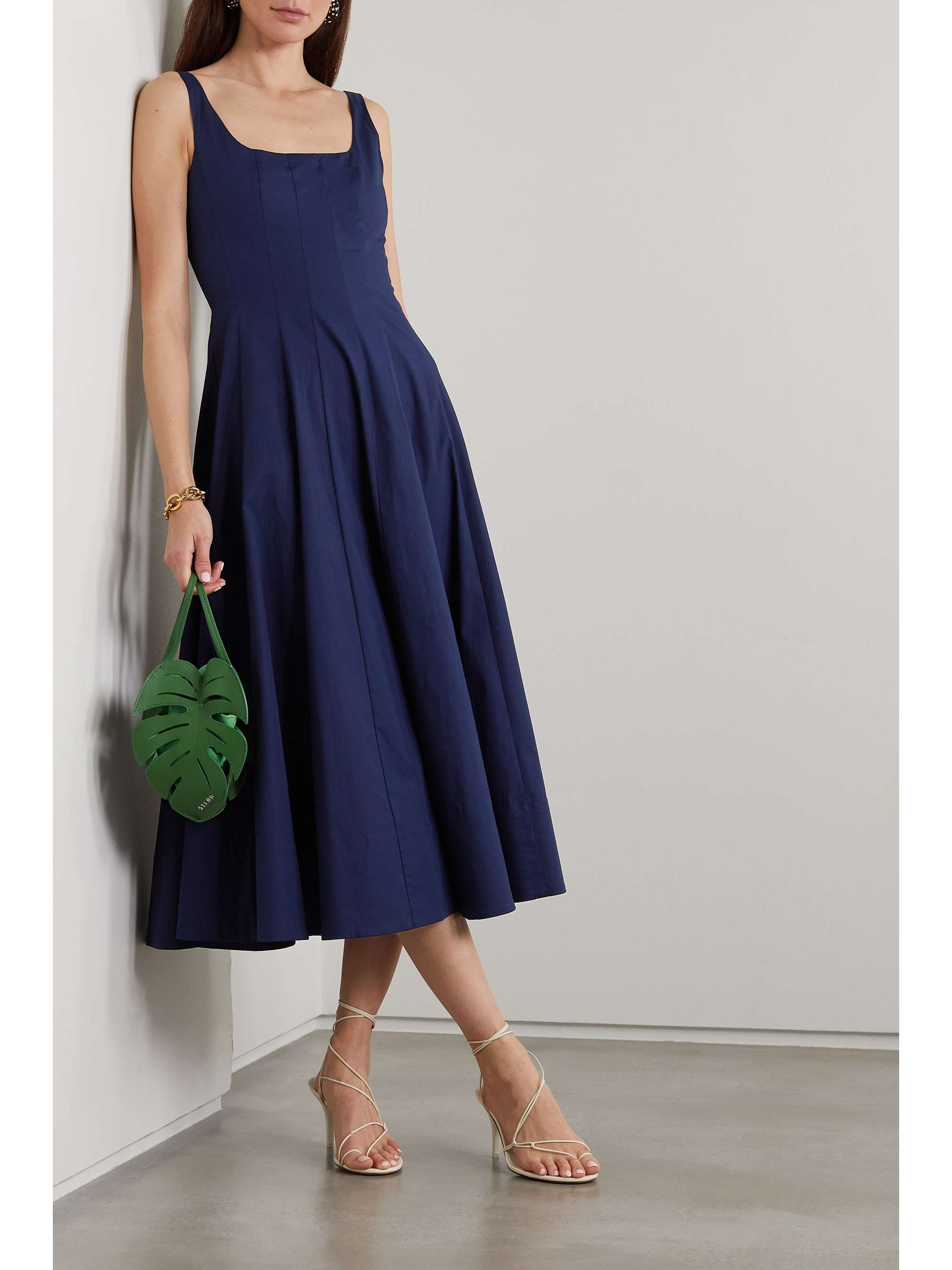 STAUD Wells cottonblend poplin midi dress NETAPORTER