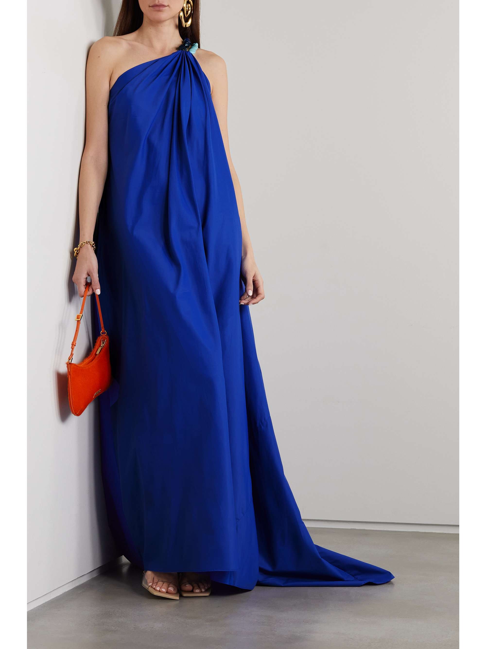 STAUD Mason one-shoulder embellished woven maxi dress | NET-A-PORTER