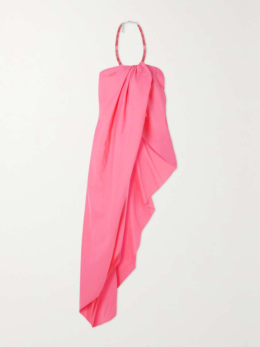 Staud Desiree Embellished Asymmetric Woven Halterneck Top - x large