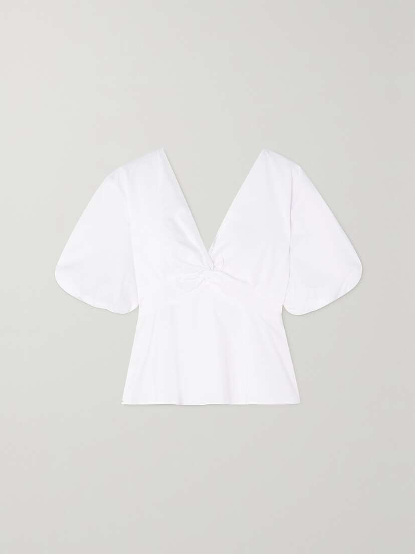 STAUD Finley Twist-front Cotton-blend Top